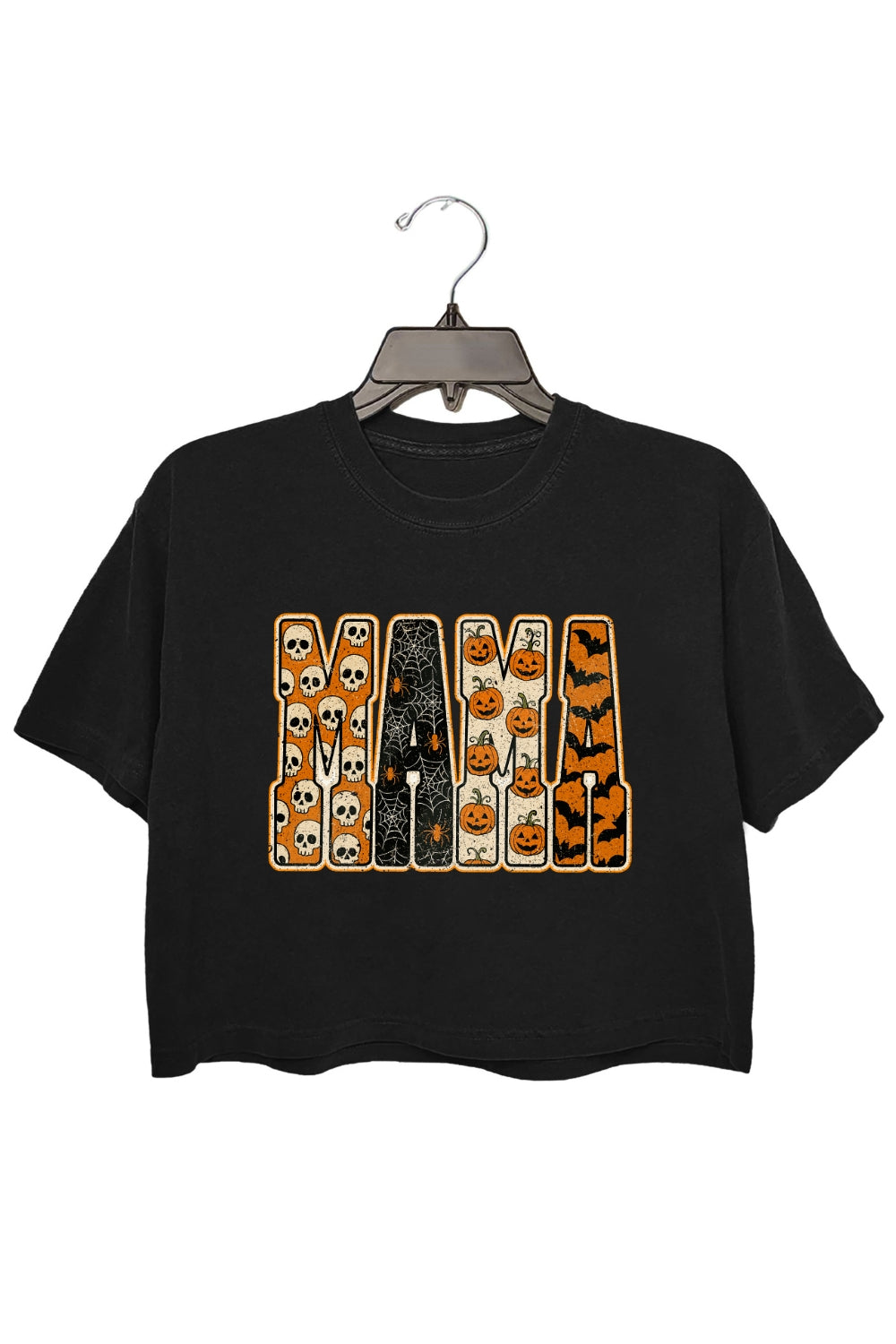 Mama Pumpkin Leopard Halloween Crop Top For Women