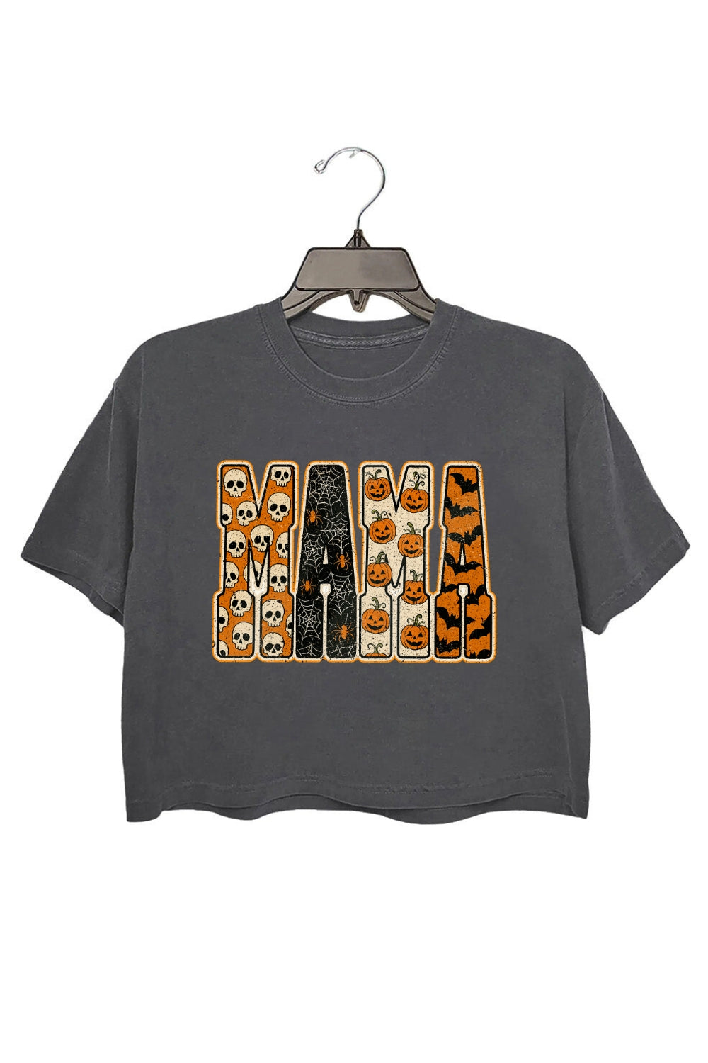 Mama Pumpkin Leopard Halloween Crop Top For Women