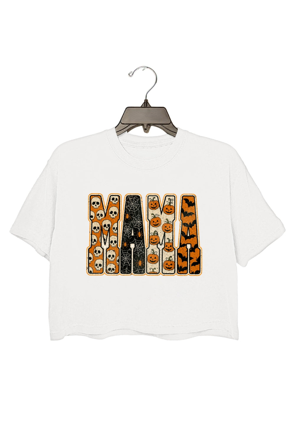 Mama Pumpkin Leopard Halloween Crop Top For Women
