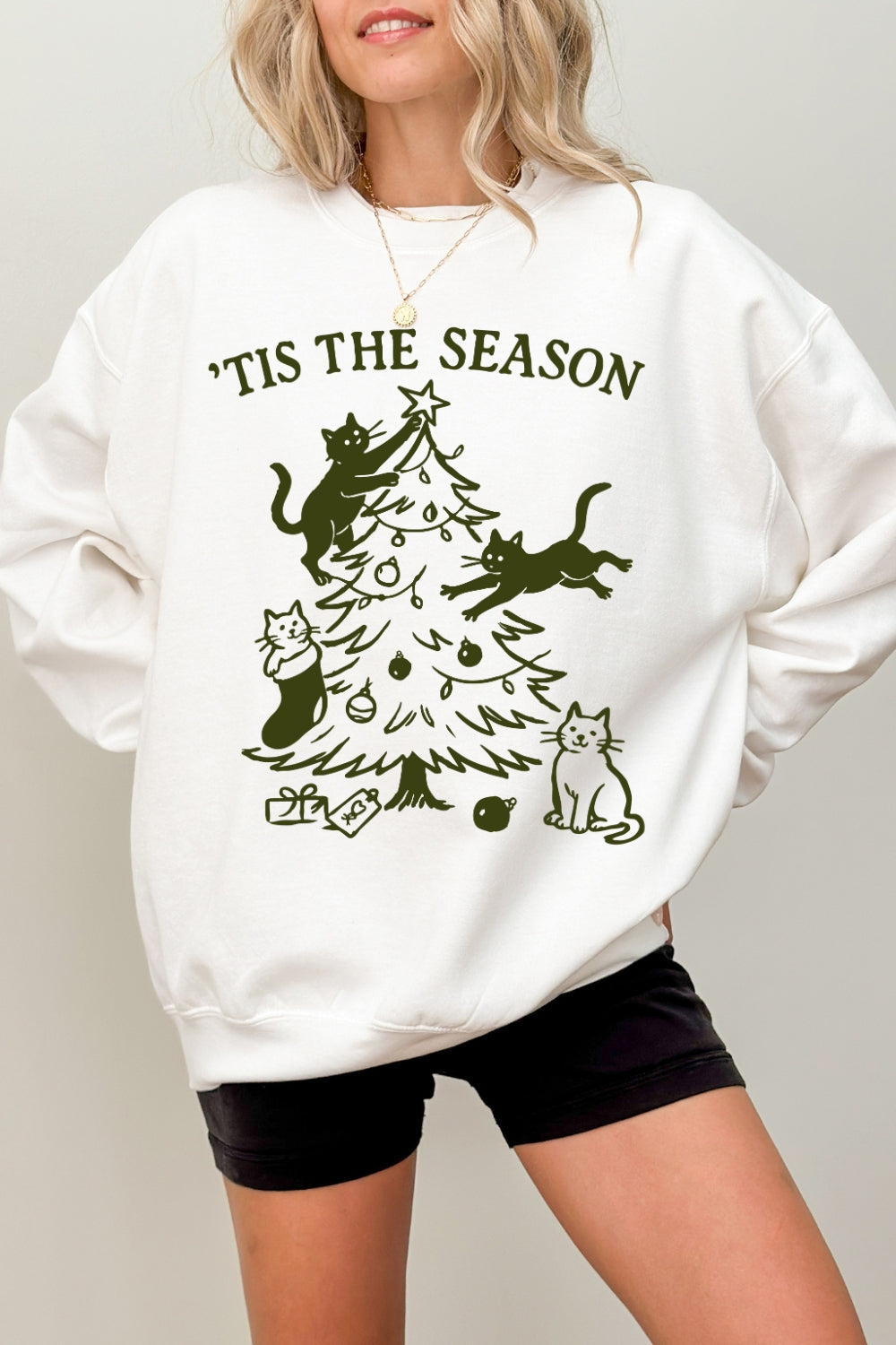 Tis The Season Cat Christmas Sweatshirt For Women