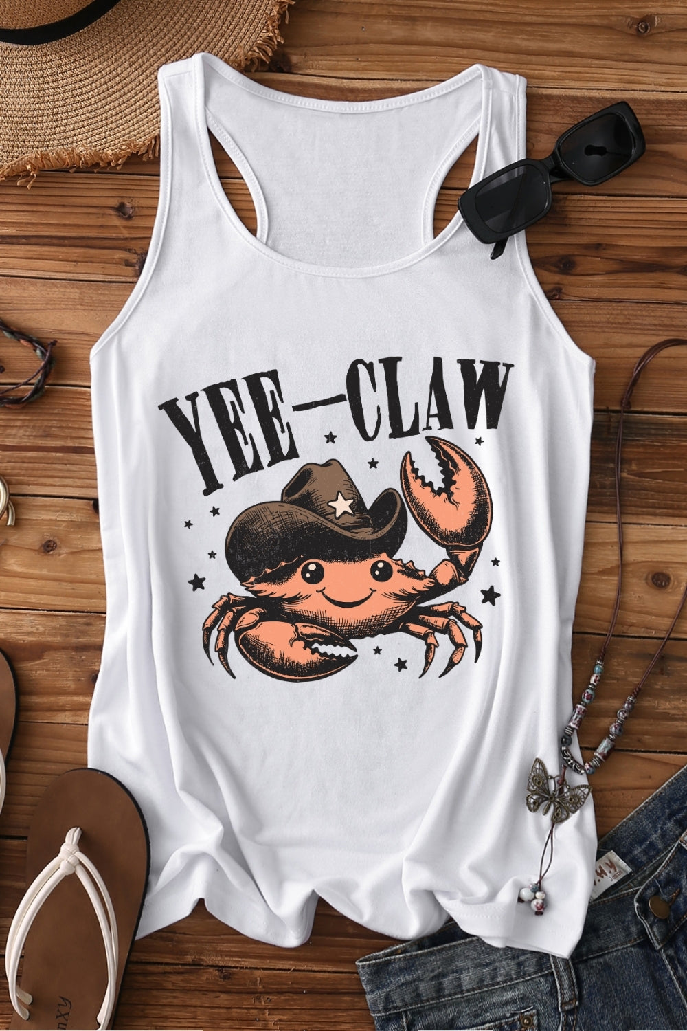 Yee Claw Crab Beach Cowgirl Tank Top For Women