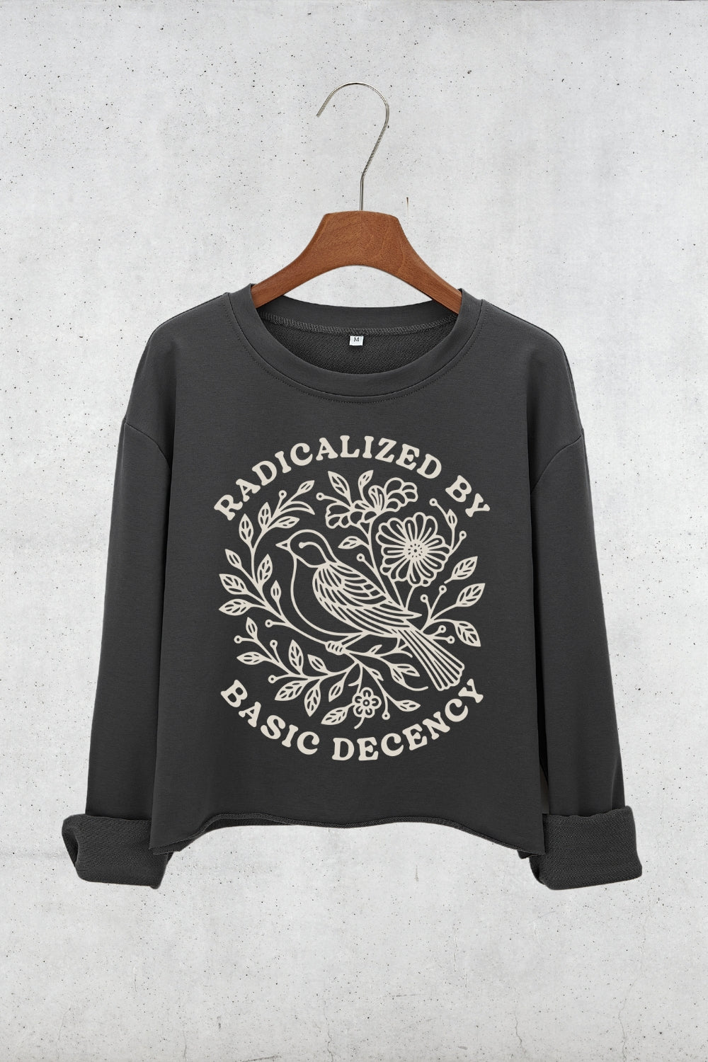 Radicalized By Basic Decency Bird Crop Sweatshirt For Women