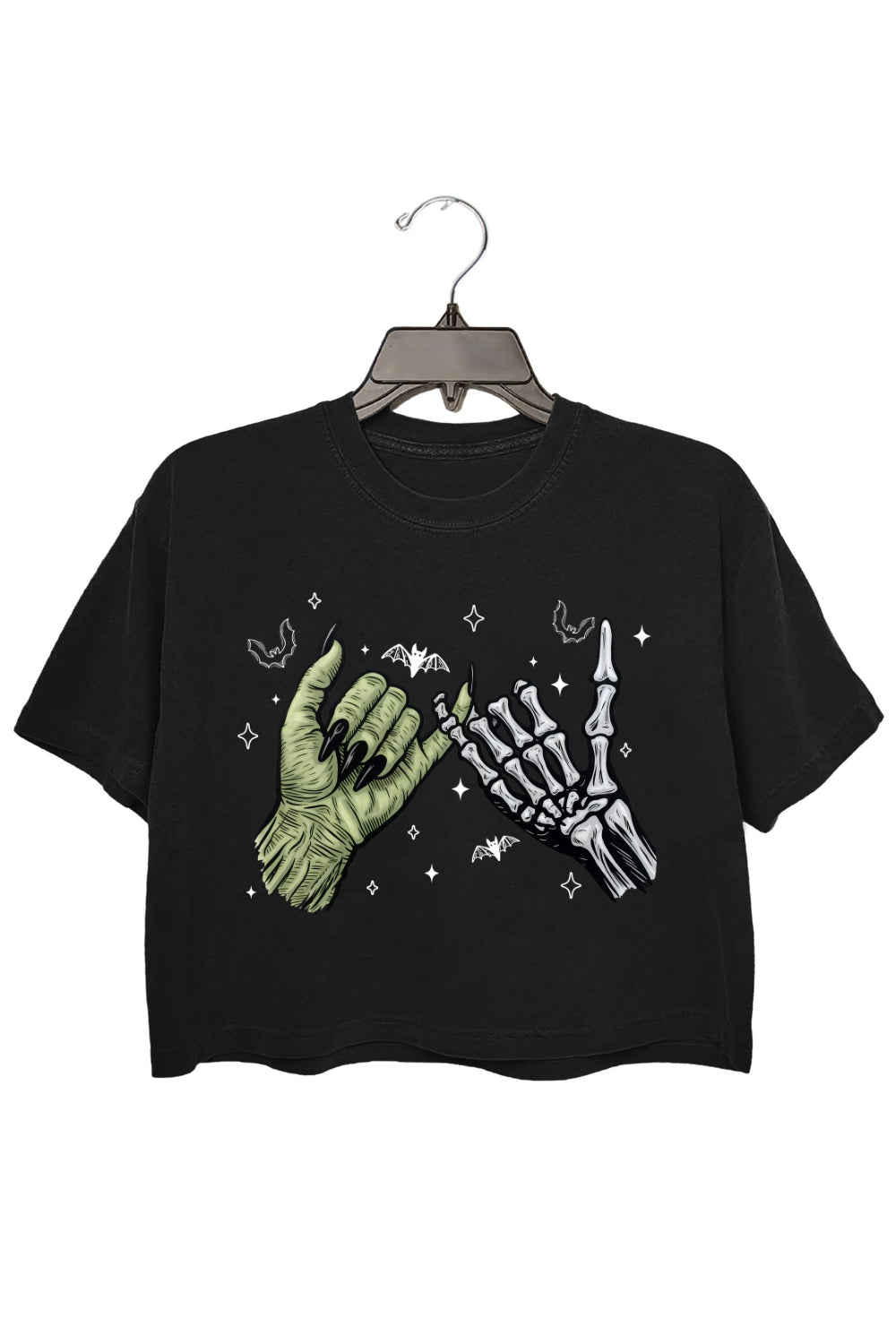 Halloween Witch Skeleton Hand Crop Top For Women