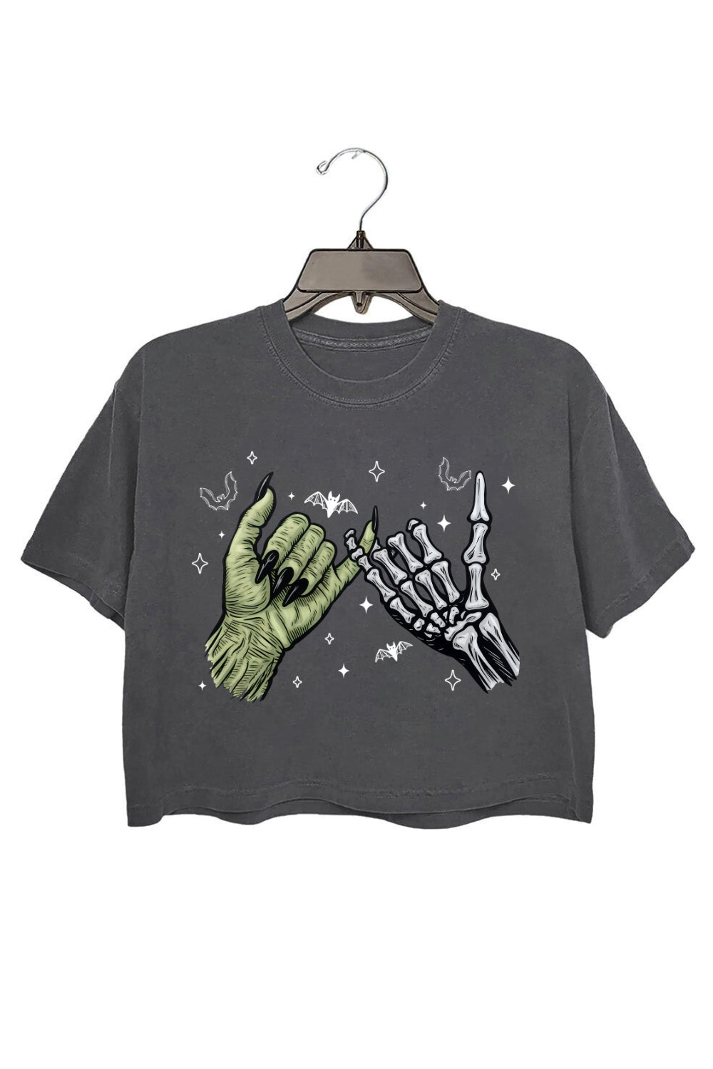 Halloween Witch Skeleton Hand Crop Top For Women