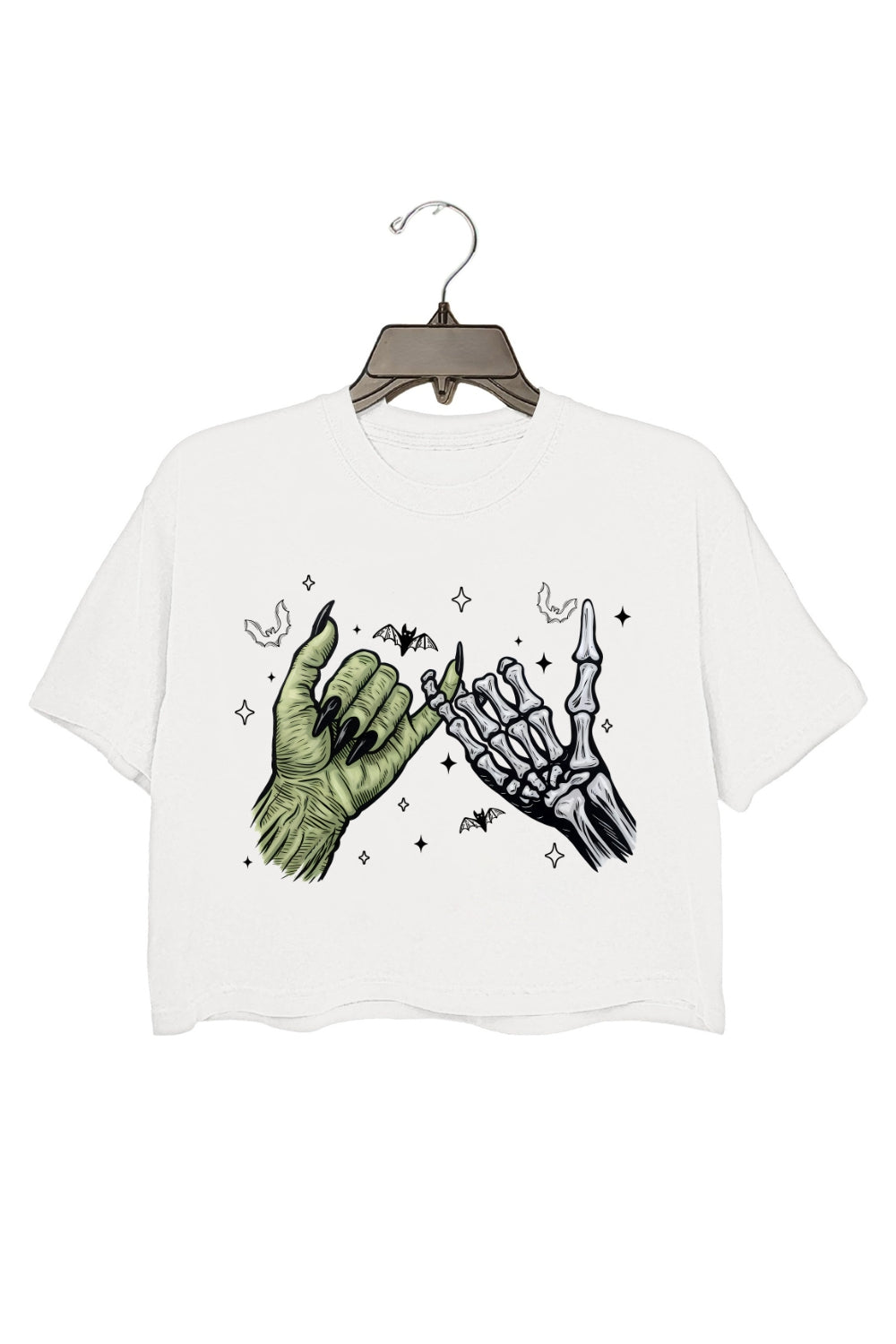 Halloween Witch Skeleton Hand Crop Top For Women