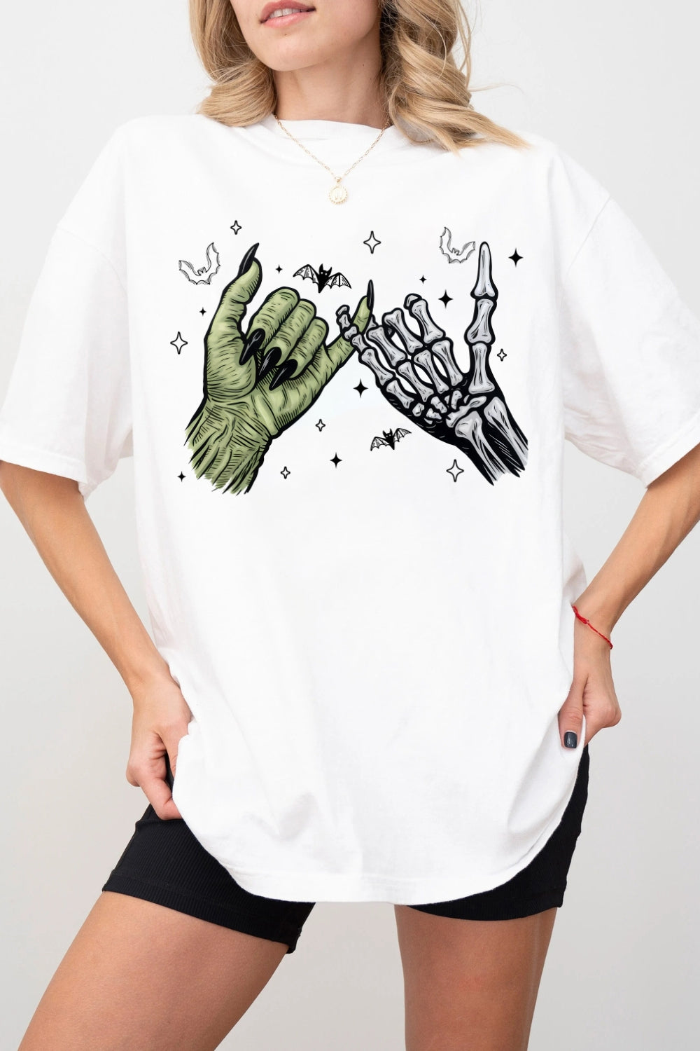 Halloween Witch Skeleton Hand Tee For Women