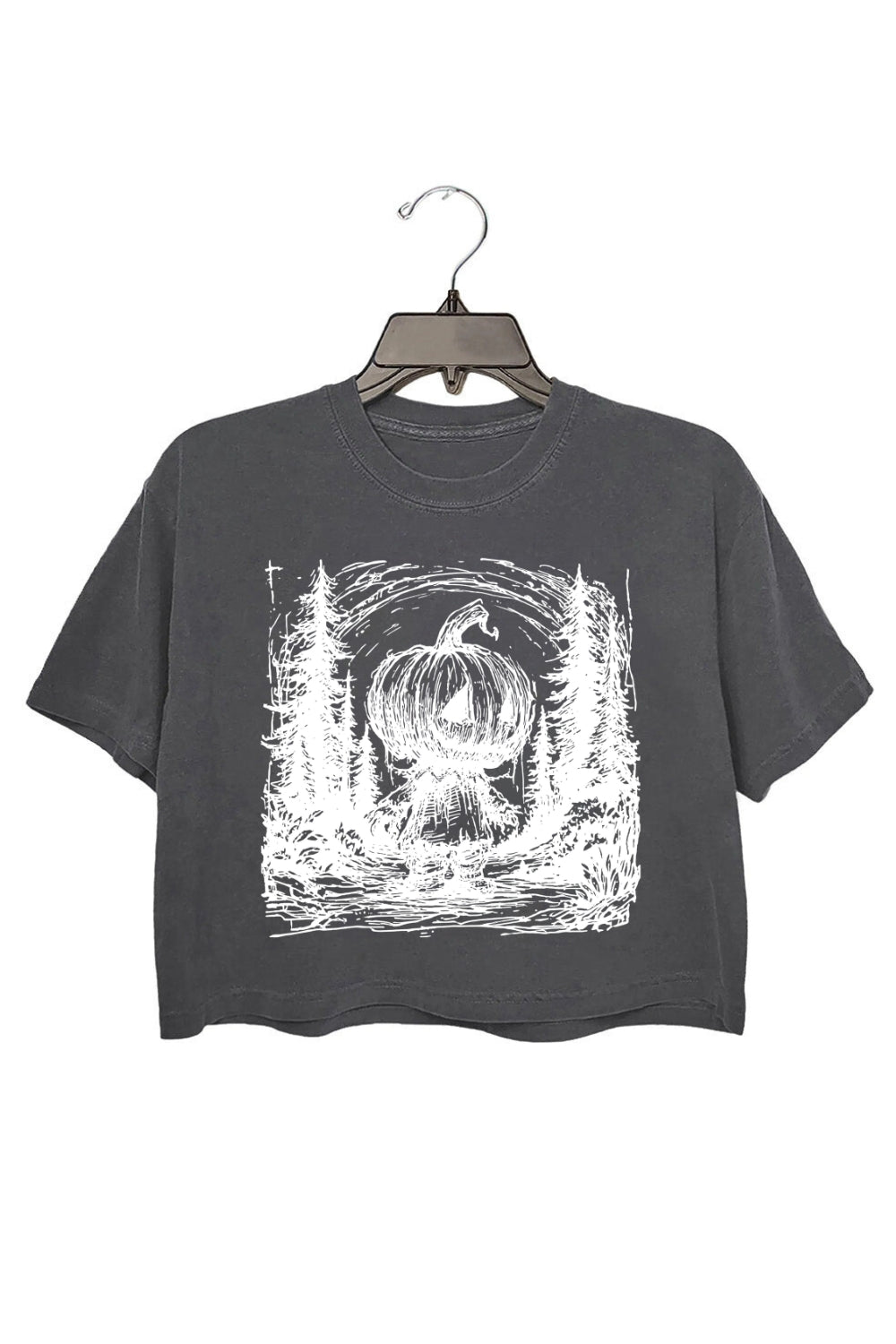 Horror Pumpkin Halloween Sketch Lines Crop Top For Women
