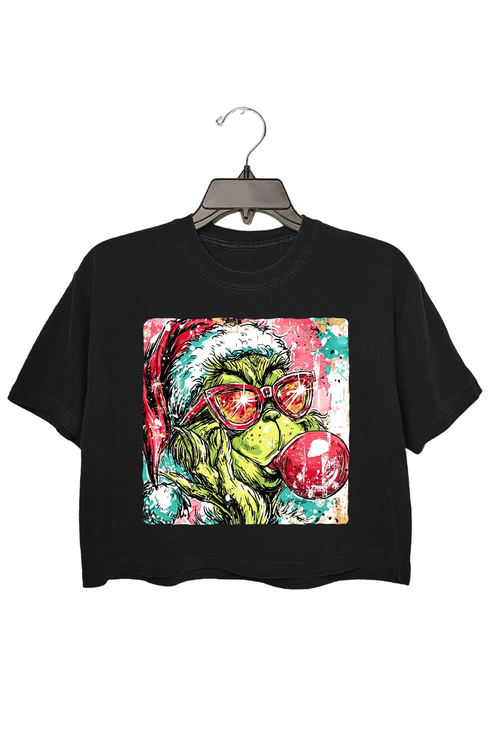 Christmas Preppy Green Guy Blowing Bubble Crop Top For Women