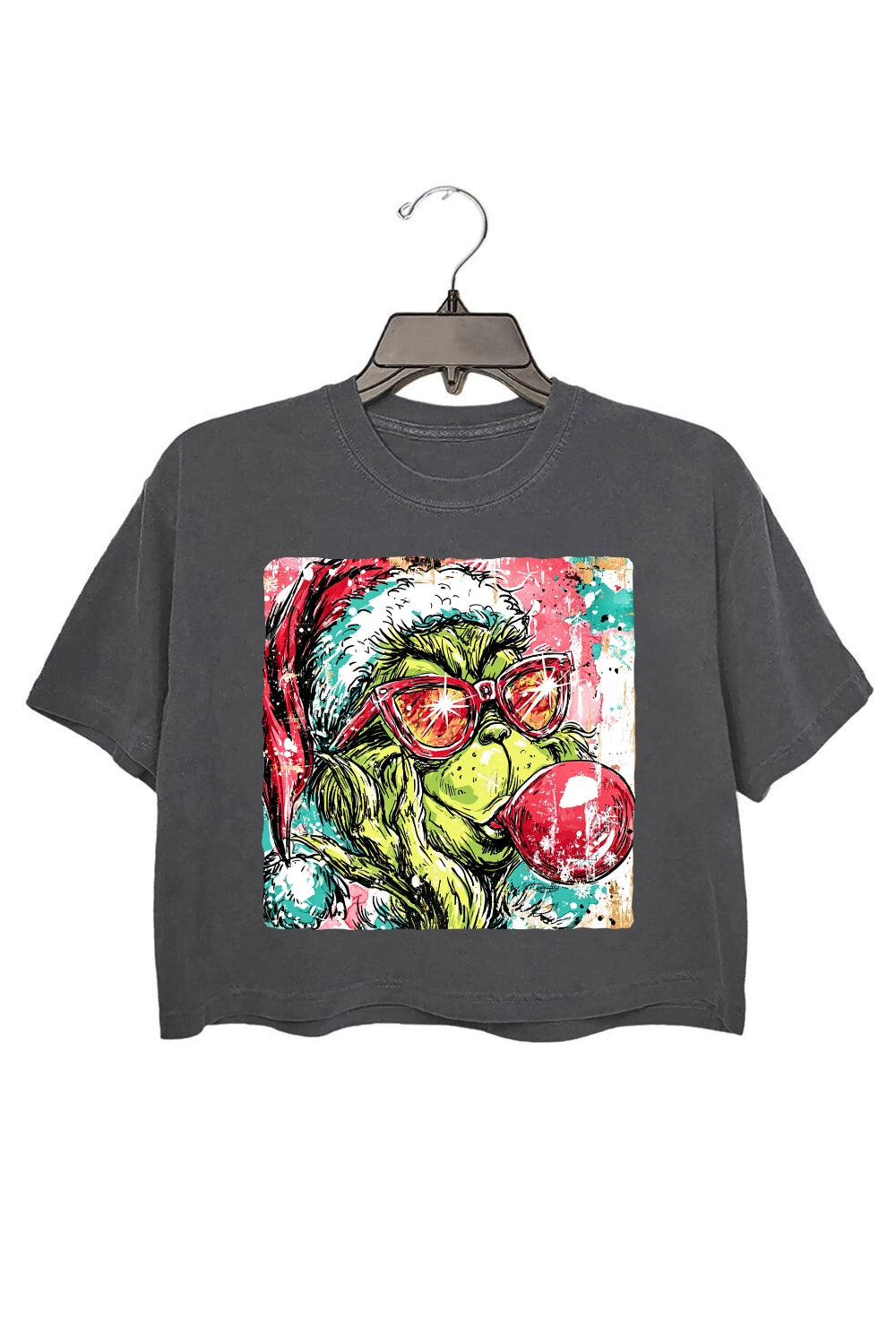 Christmas Preppy Green Guy Blowing Bubble Crop Top For Women