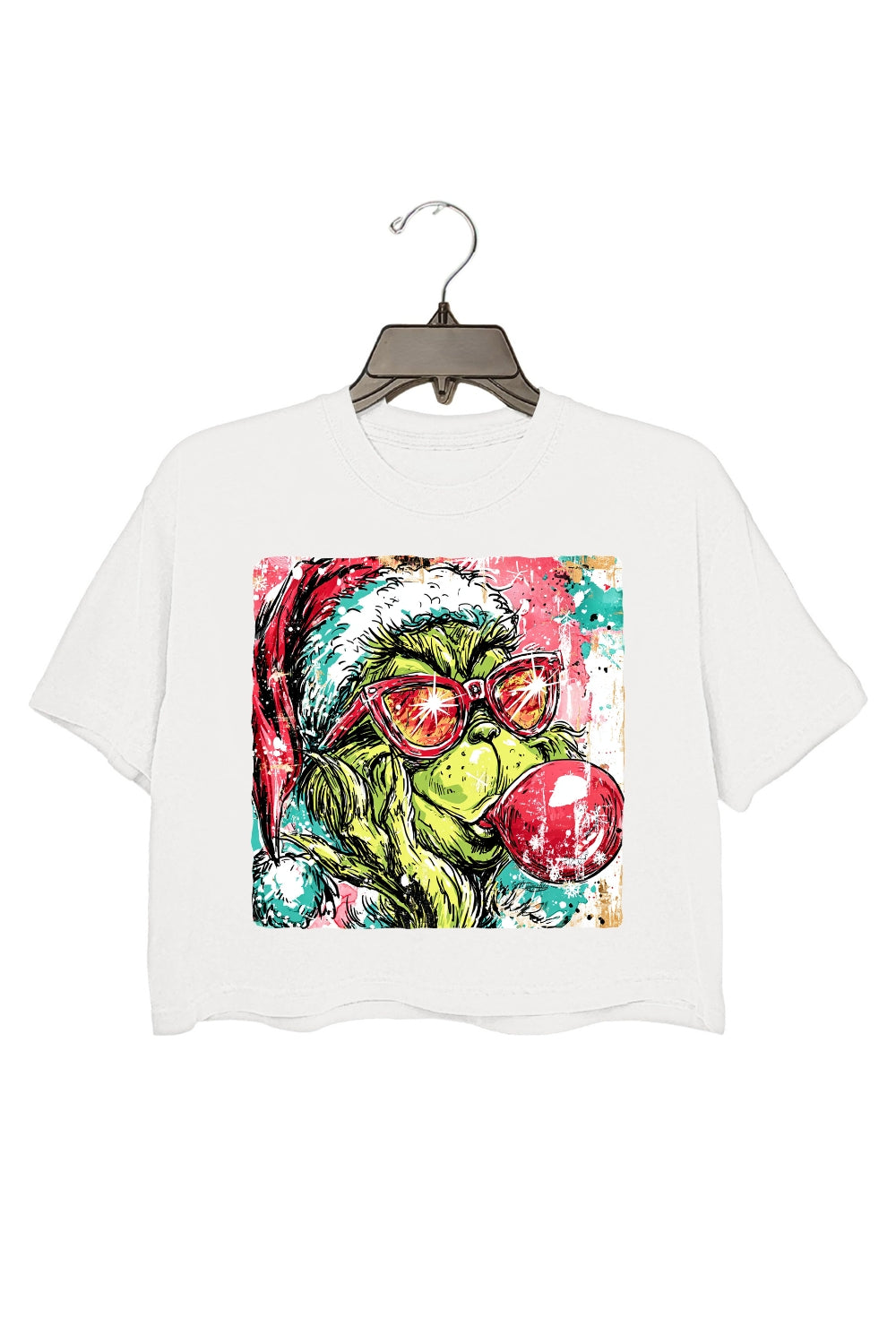Christmas Preppy Green Guy Blowing Bubble Crop Top For Women