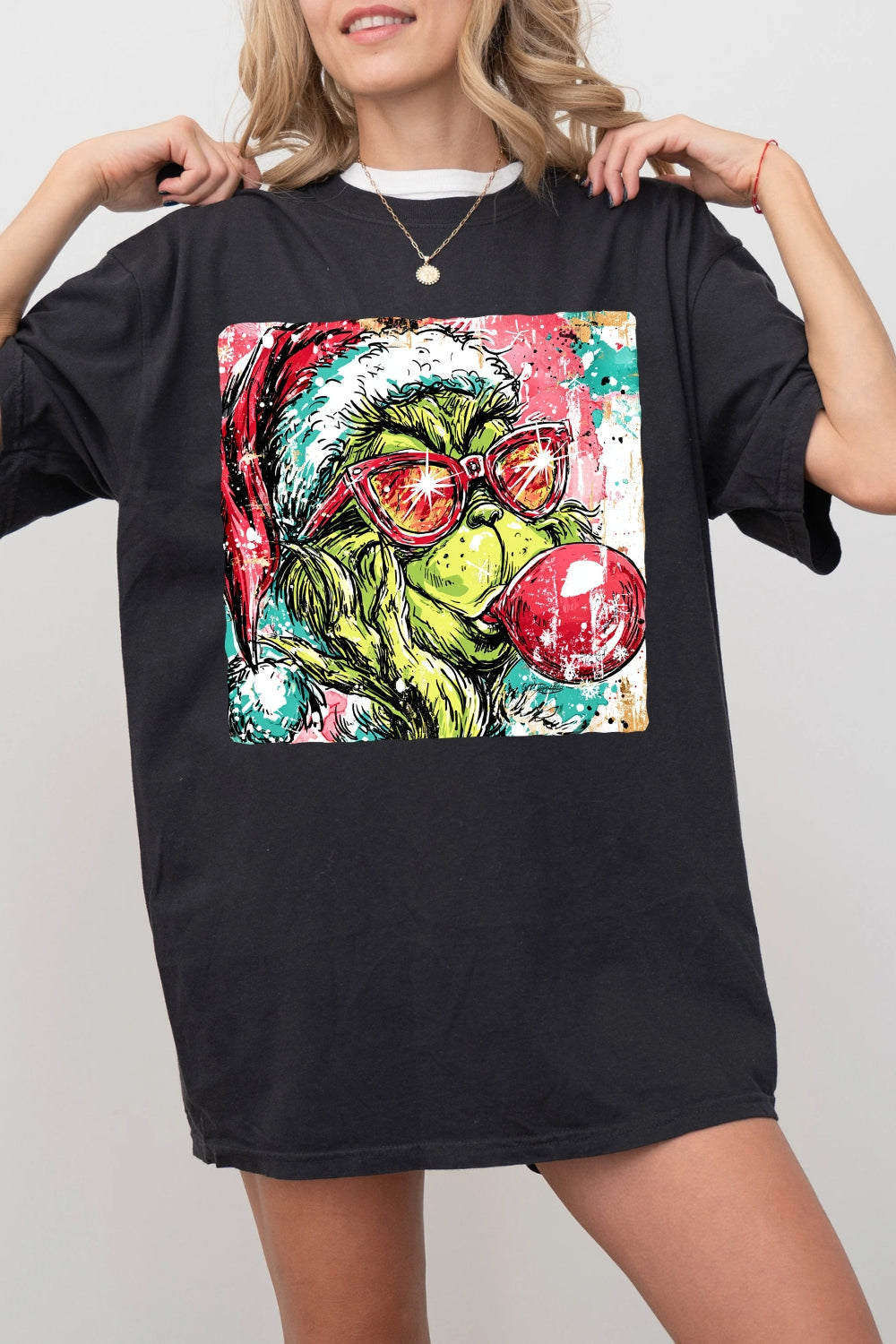 Christmas Preppy Green Guy Blowing Bubble Tee For Women