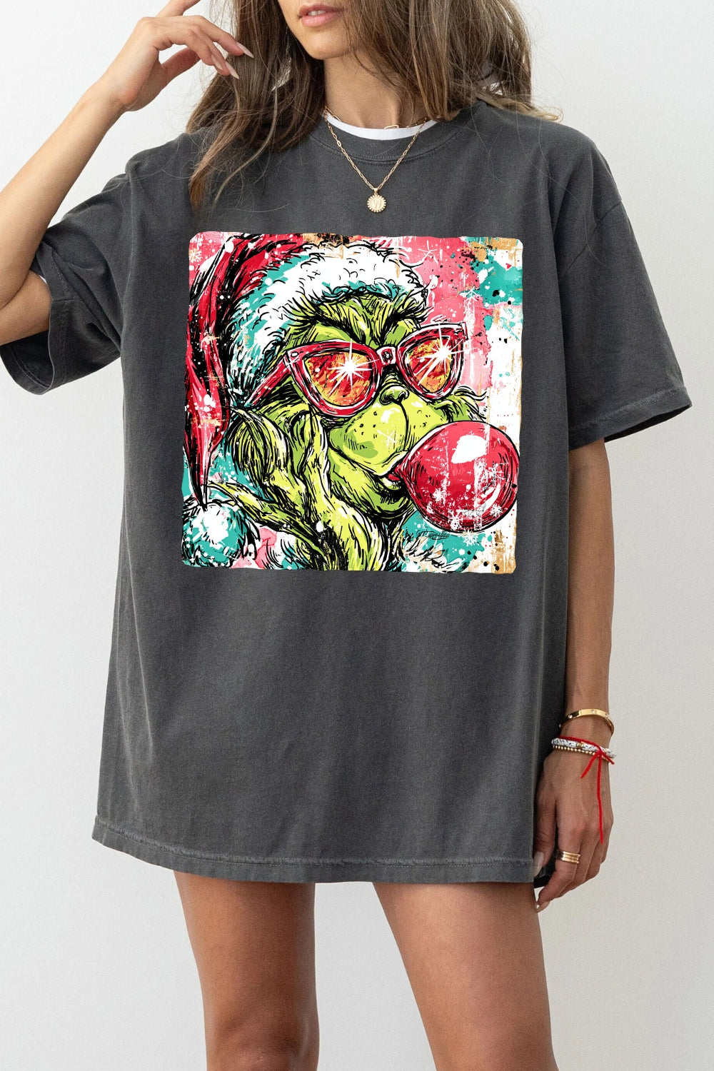 Christmas Preppy Green Guy Blowing Bubble Tee For Women