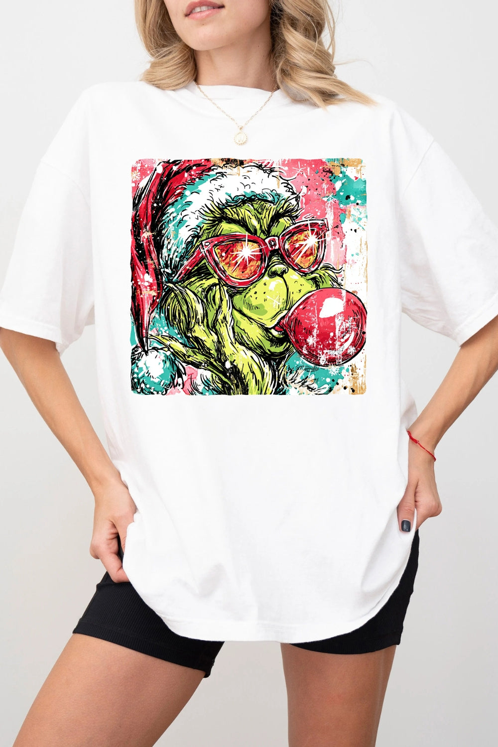 Christmas Preppy Green Guy Blowing Bubble Tee For Women