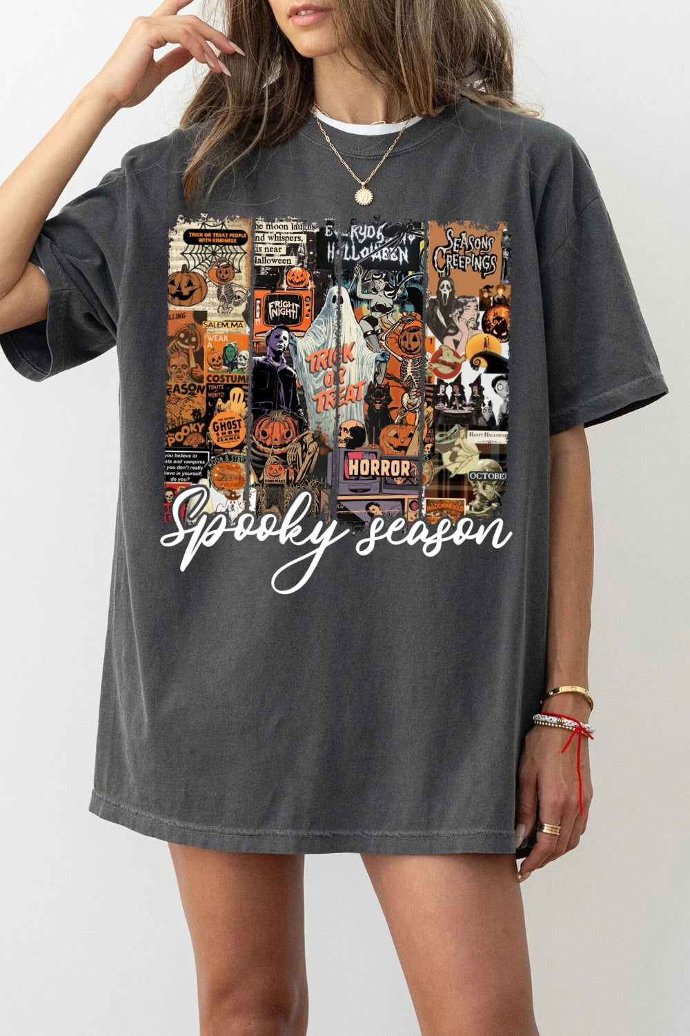 Retro Spooky Season Horror Movie Tee For Women