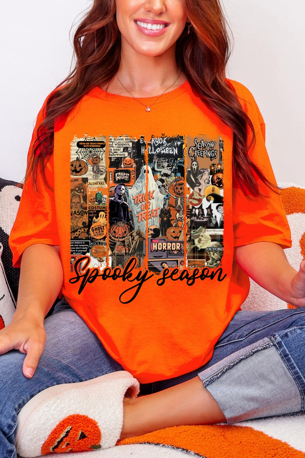 Retro Spooky Season Horror Movie Tee For Women