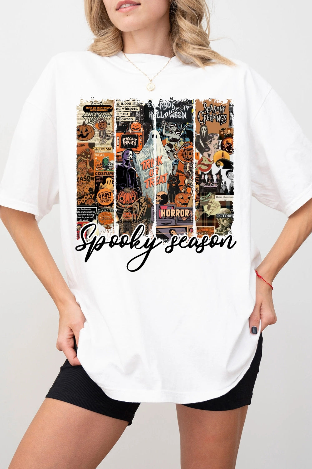 Retro Spooky Season Horror Movie Tee For Women