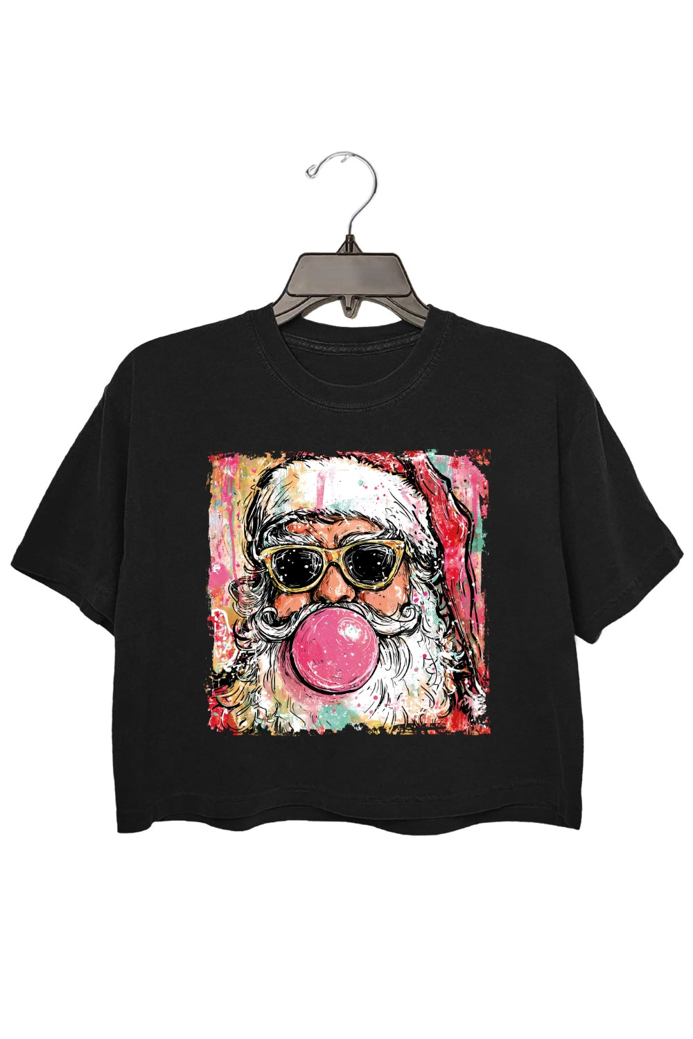 Preppy Santa Clause Blowing Bubble Crop Top For Women