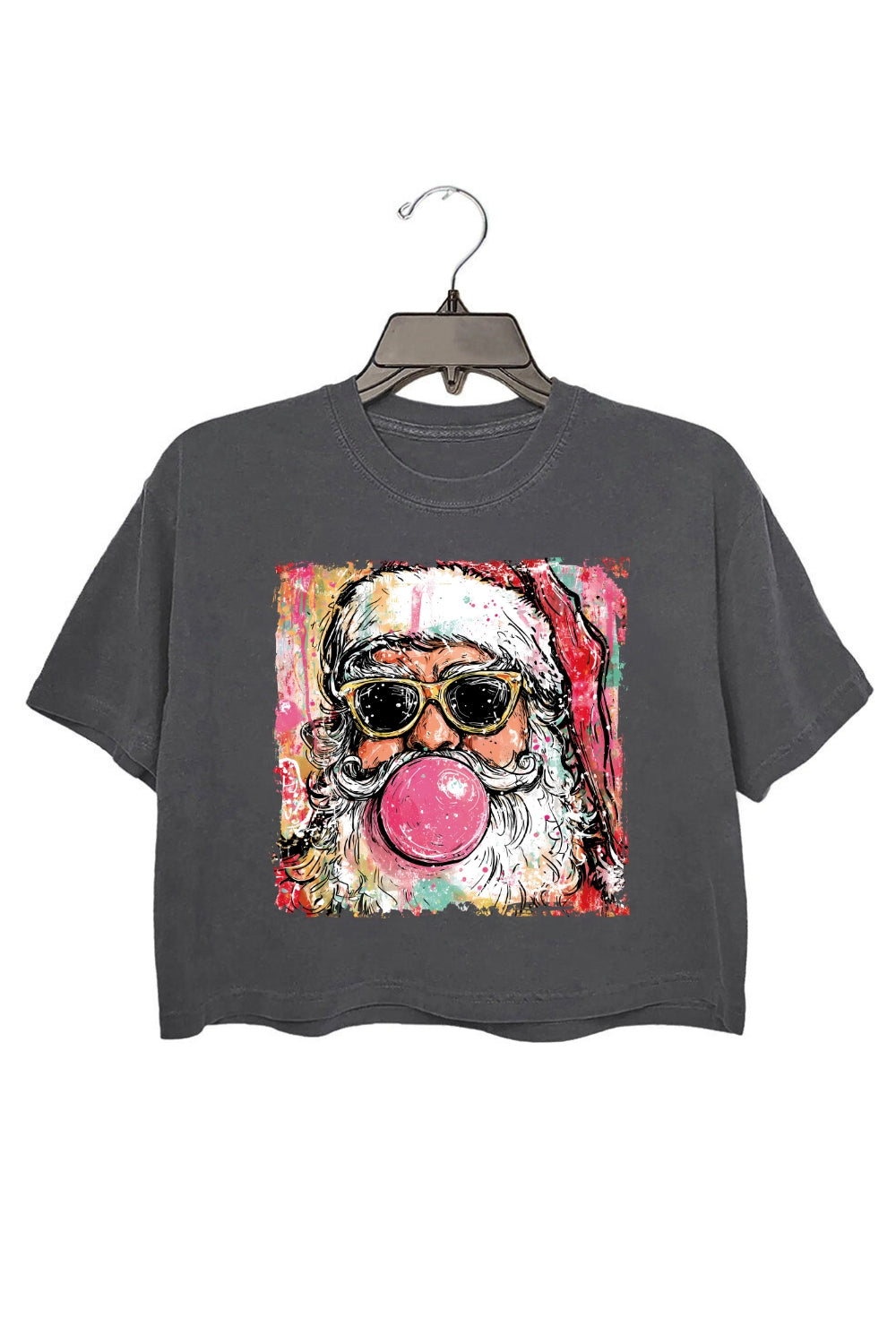 Preppy Santa Clause Blowing Bubble Crop Top For Women