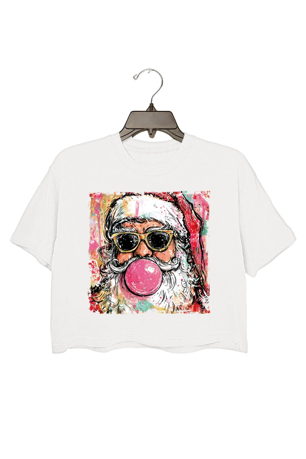 Preppy Santa Clause Blowing Bubble Crop Top For Women
