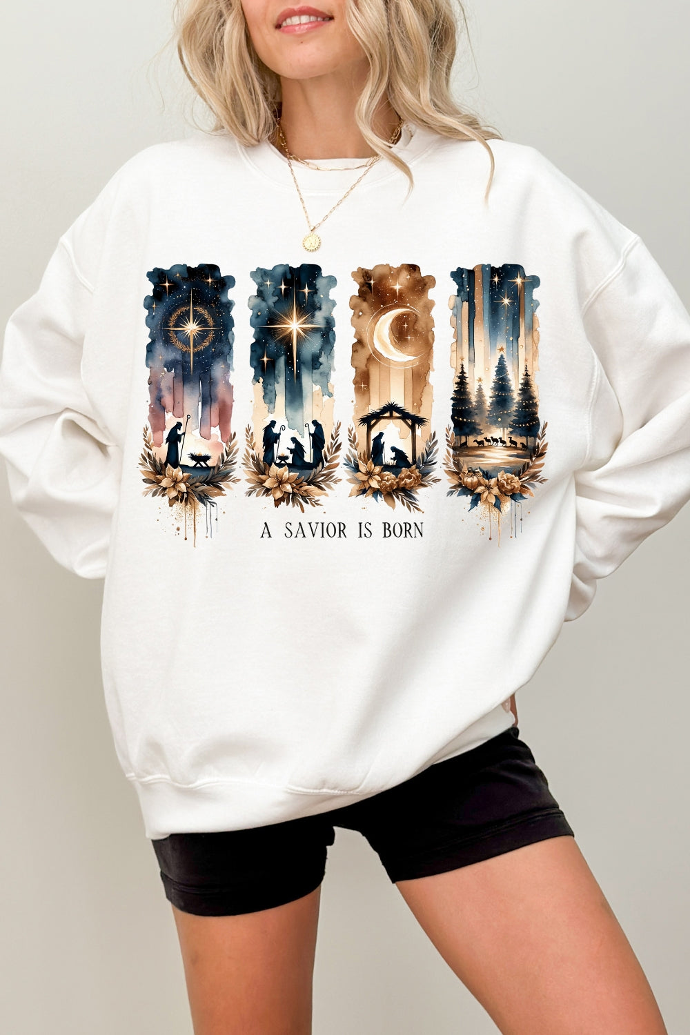 A Savior Is Born Christmas Sweatshirt For Women