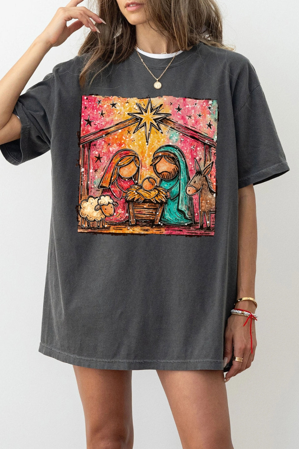 Vintage Christian Christmas Sublimation Tee For Women