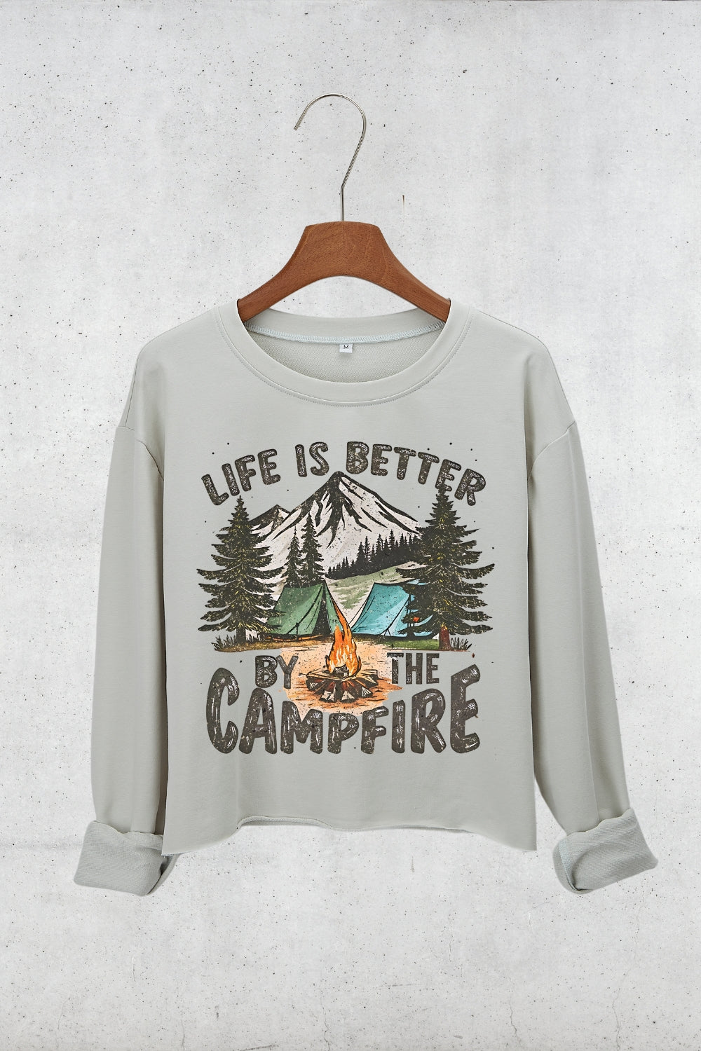Life Is Better By The Campfire Crop Sweatshirt For Women