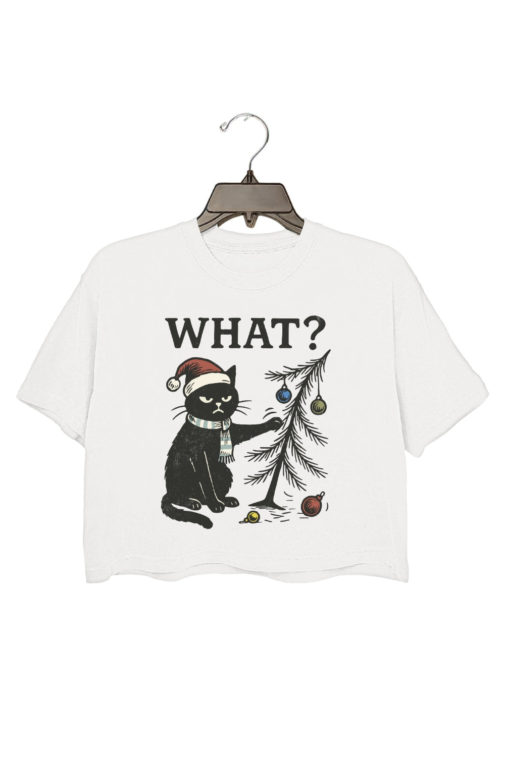 What? Cat Christmas Crop Top For Women