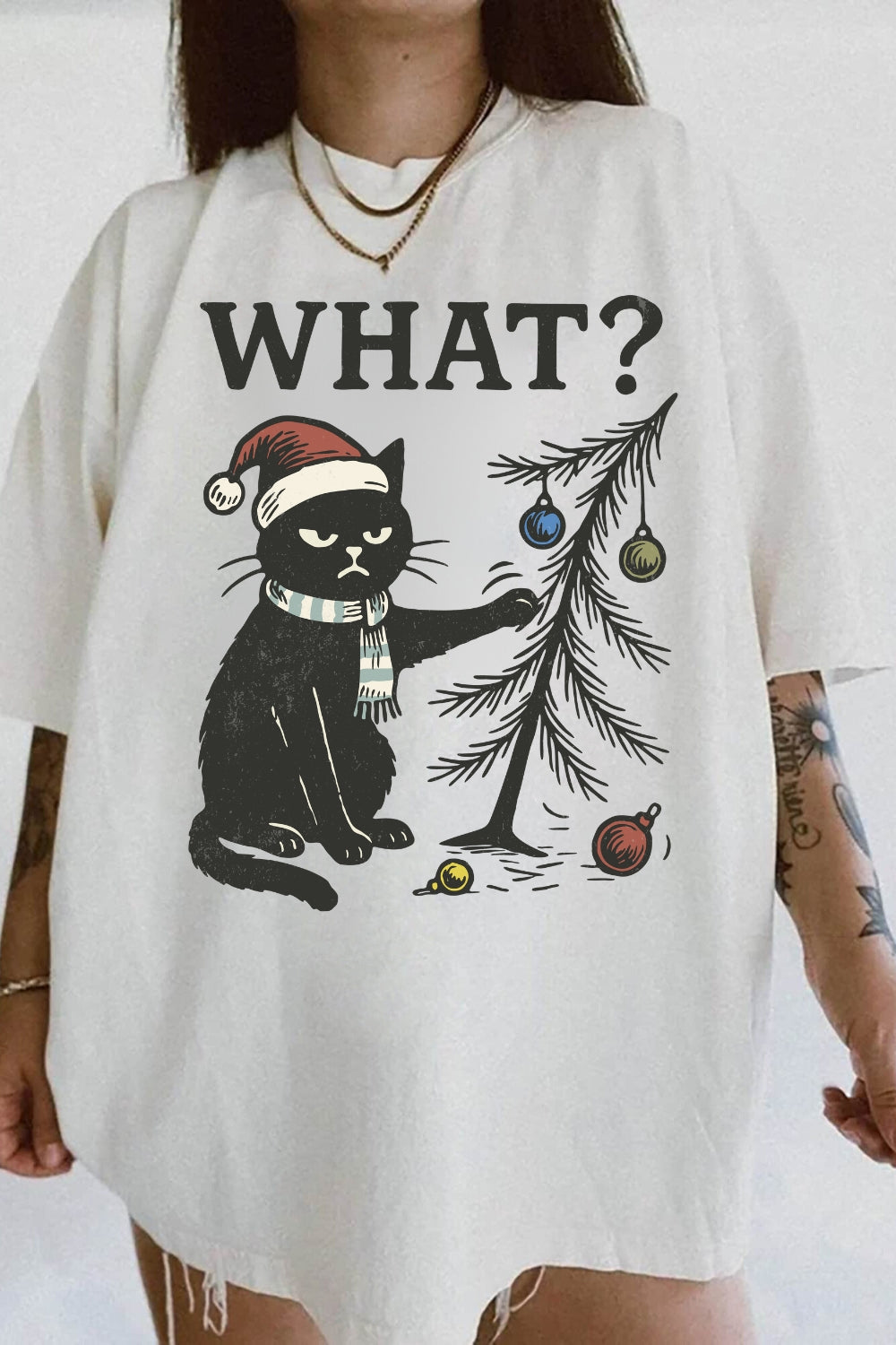 What? Cat Christmas Tee For Women