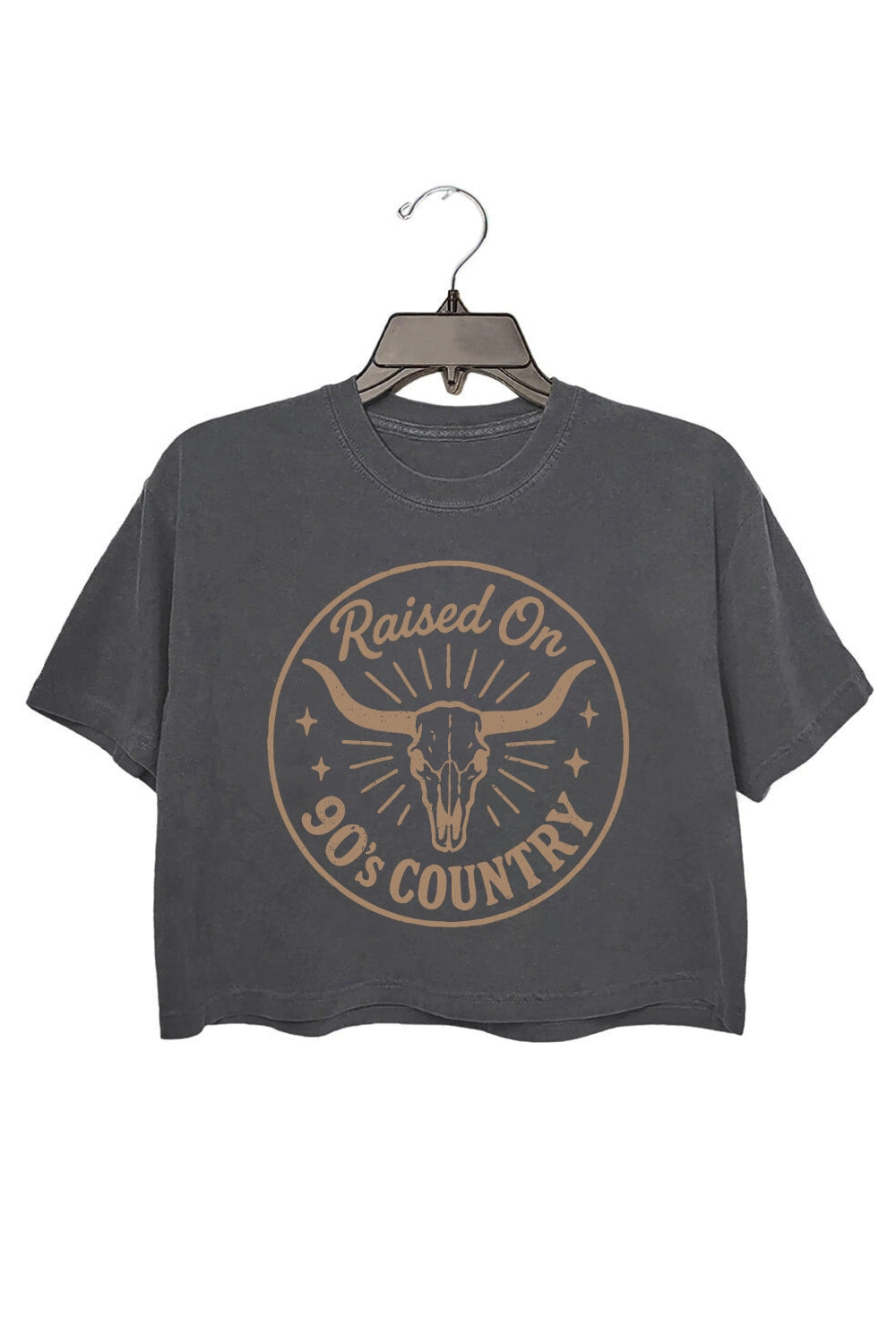Raised On 90's Country Western Skull Crop Top For Women