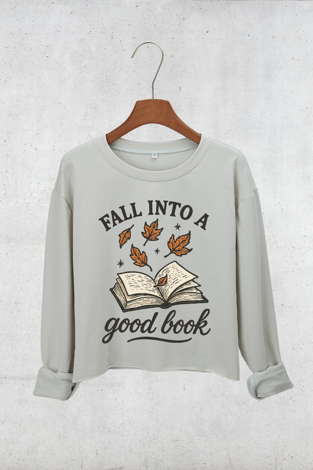 Fall Into A Good Book Autumn Reading Crop Sweatshirt For Women