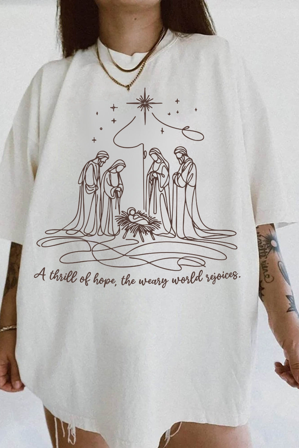 A Thrill of Hope Christian Christmas Tee For Women