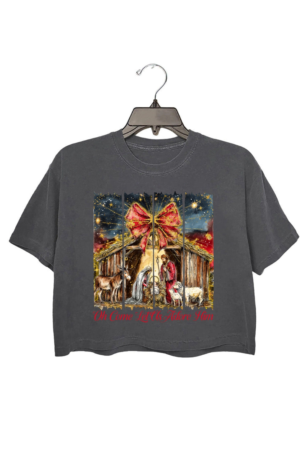 Oh Come Let Us Adore Him Glitter Faith Crop Top For Women