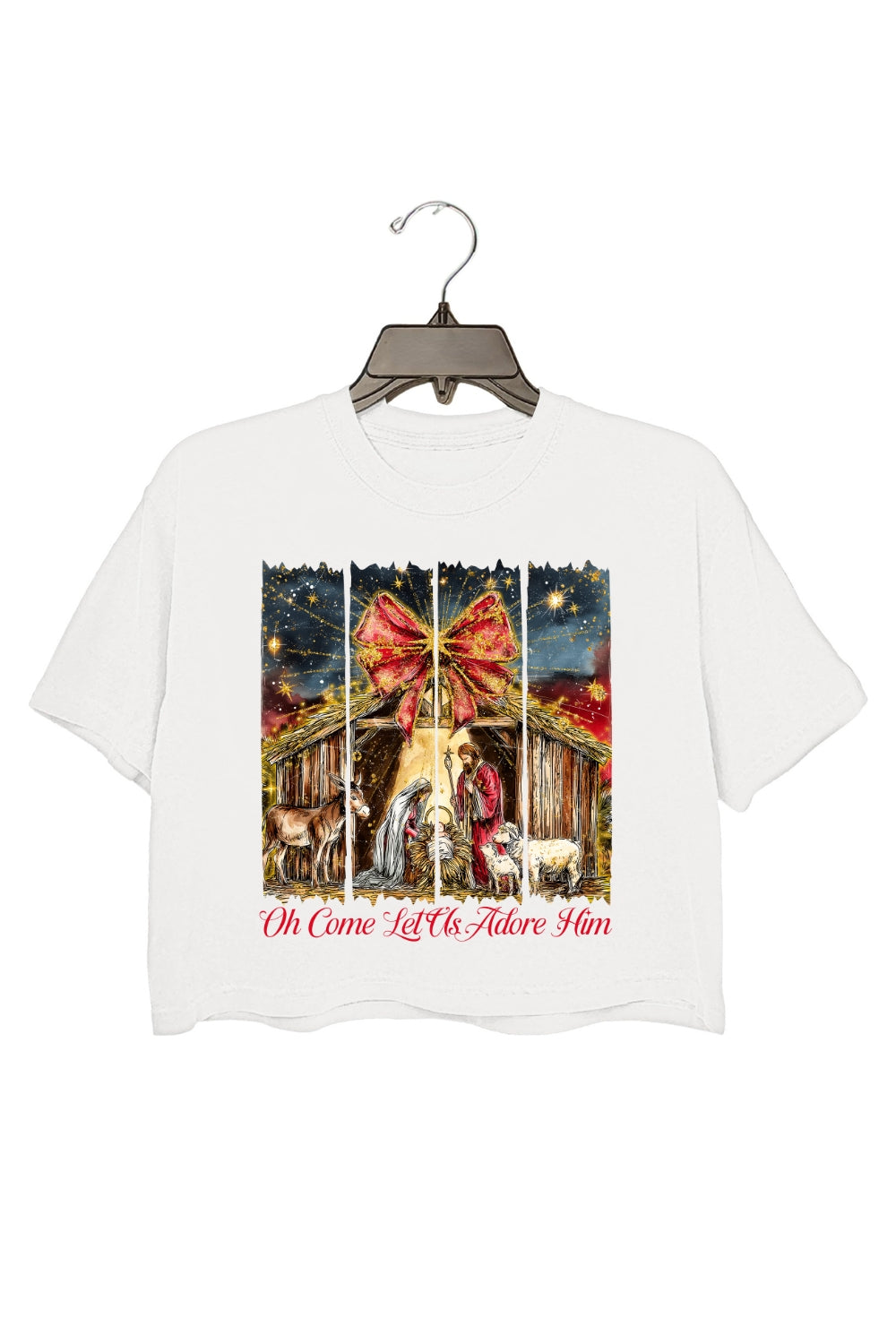 Oh Come Let Us Adore Him Glitter Faith Crop Top For Women