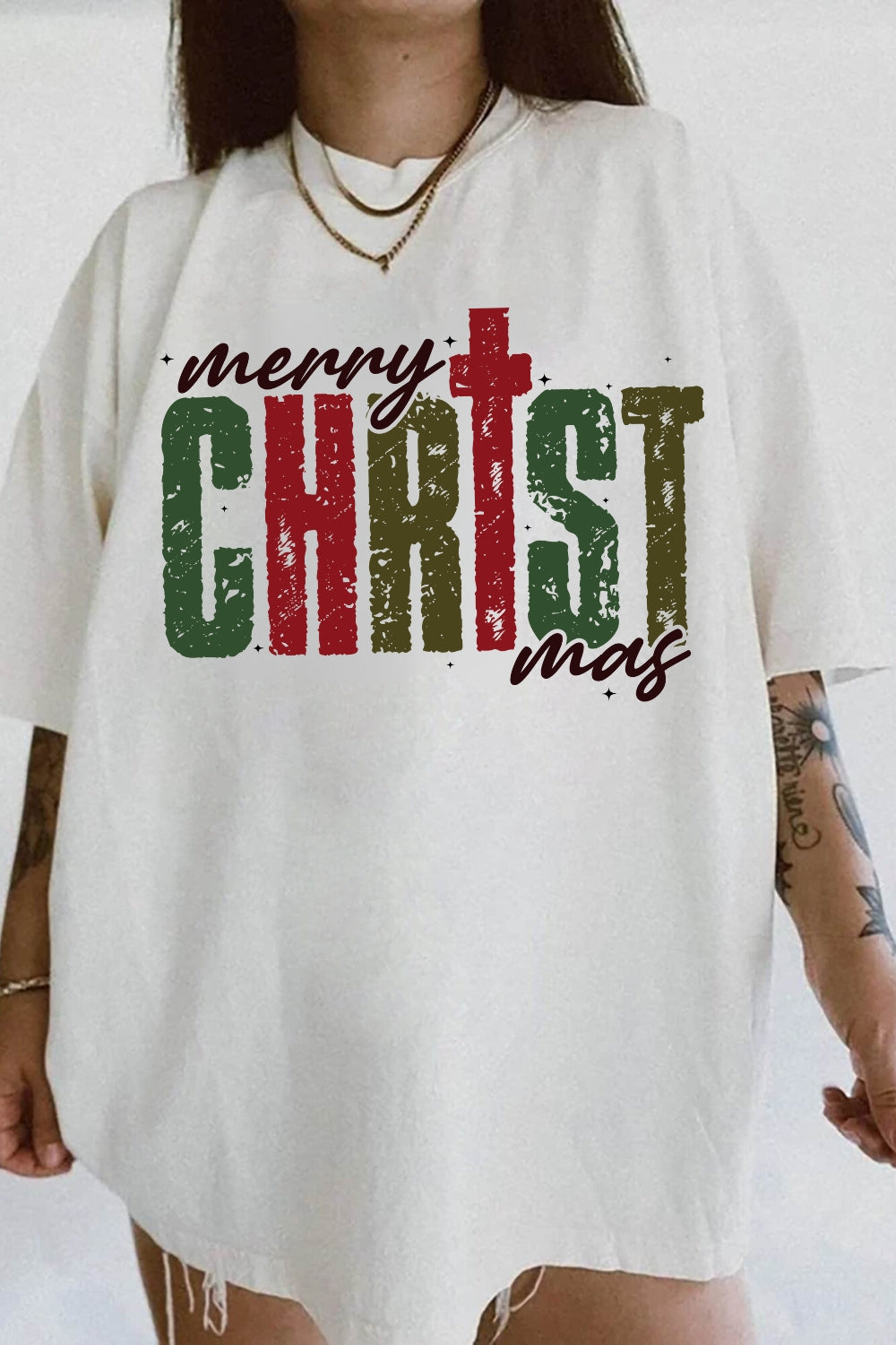 Retro Merry Christmas Christian Tee For Women