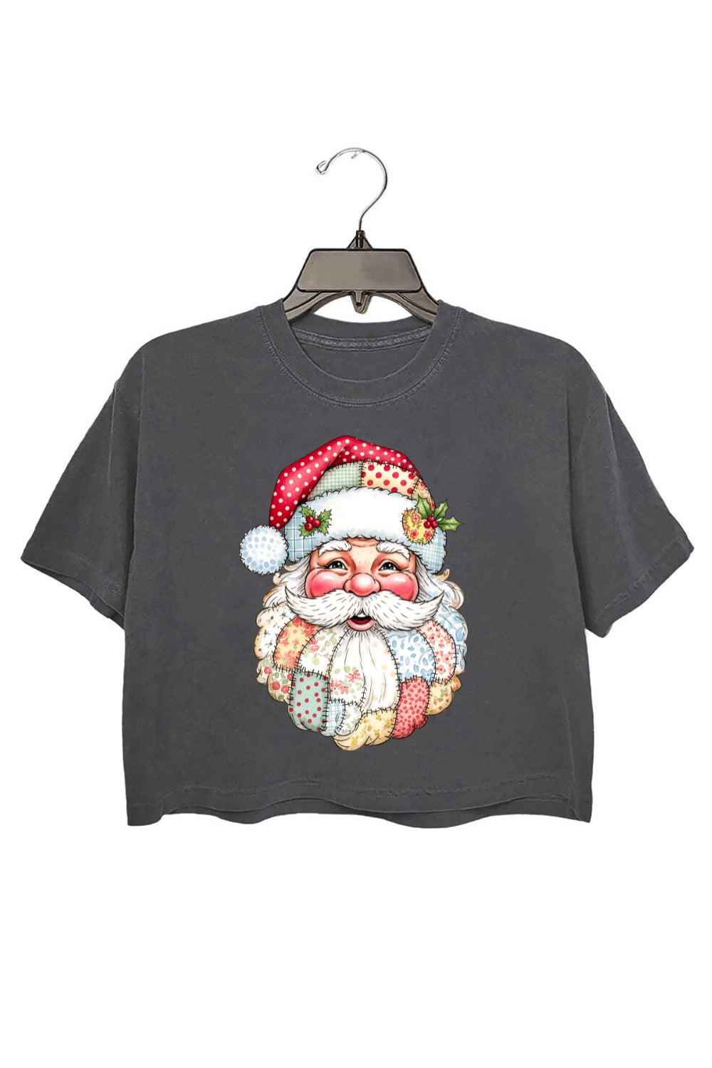 Patchwork Santa Claus Christmas Crop Top For Women
