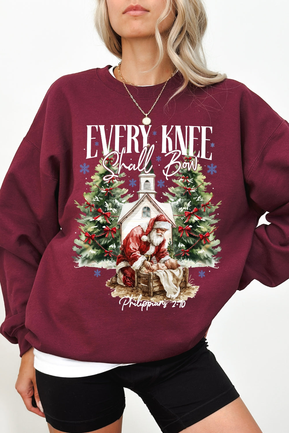 Every Knee Shall Bow Christmas Sweatshirt For Women