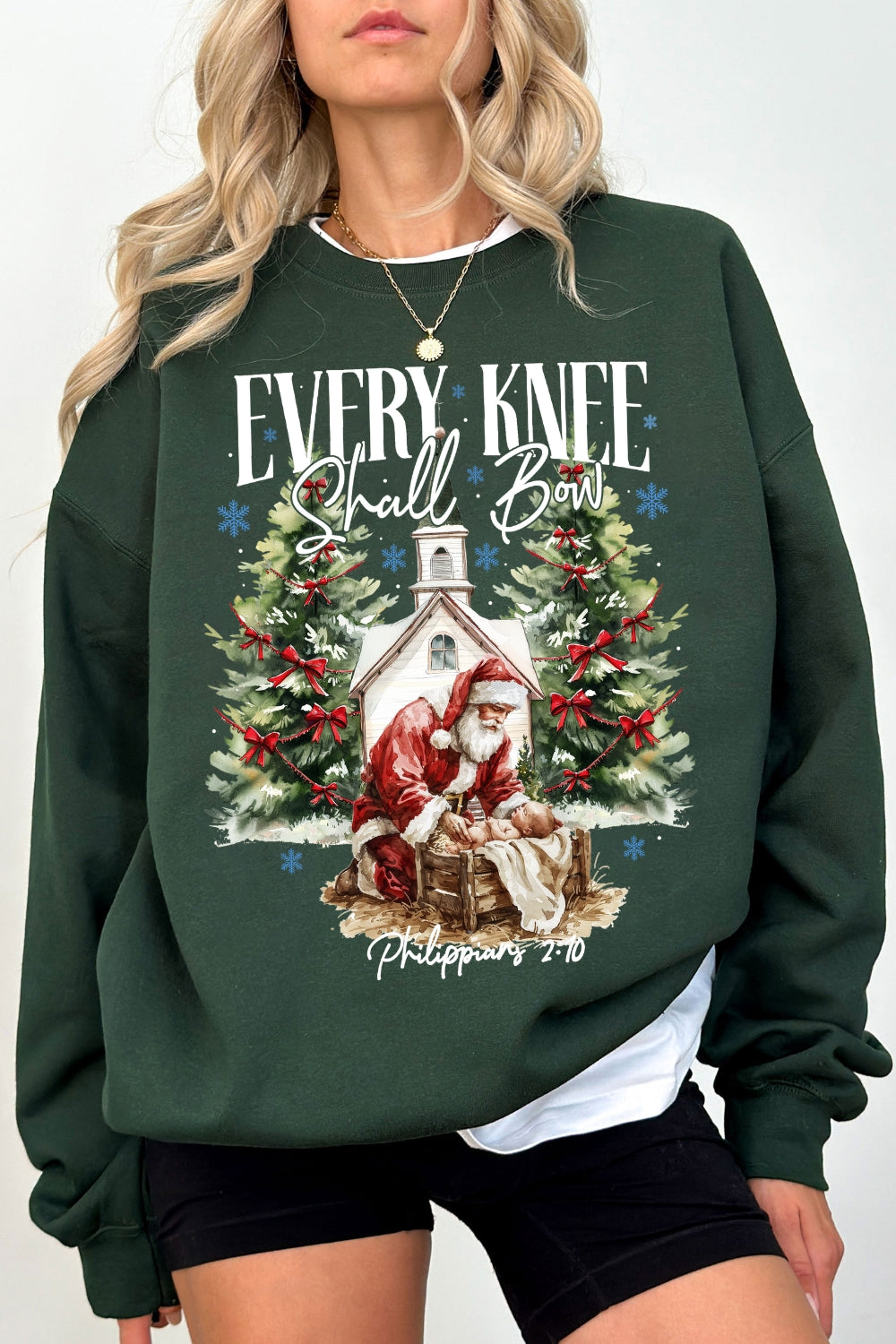 Every Knee Shall Bow Christmas Sweatshirt For Women