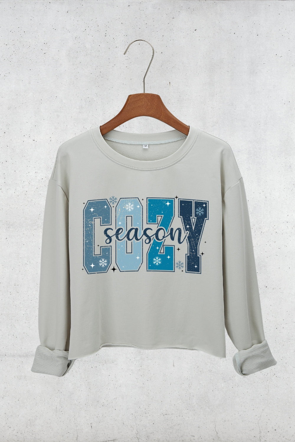 Cozy Season Winter Vibes Crop Sweatshirt For Women
