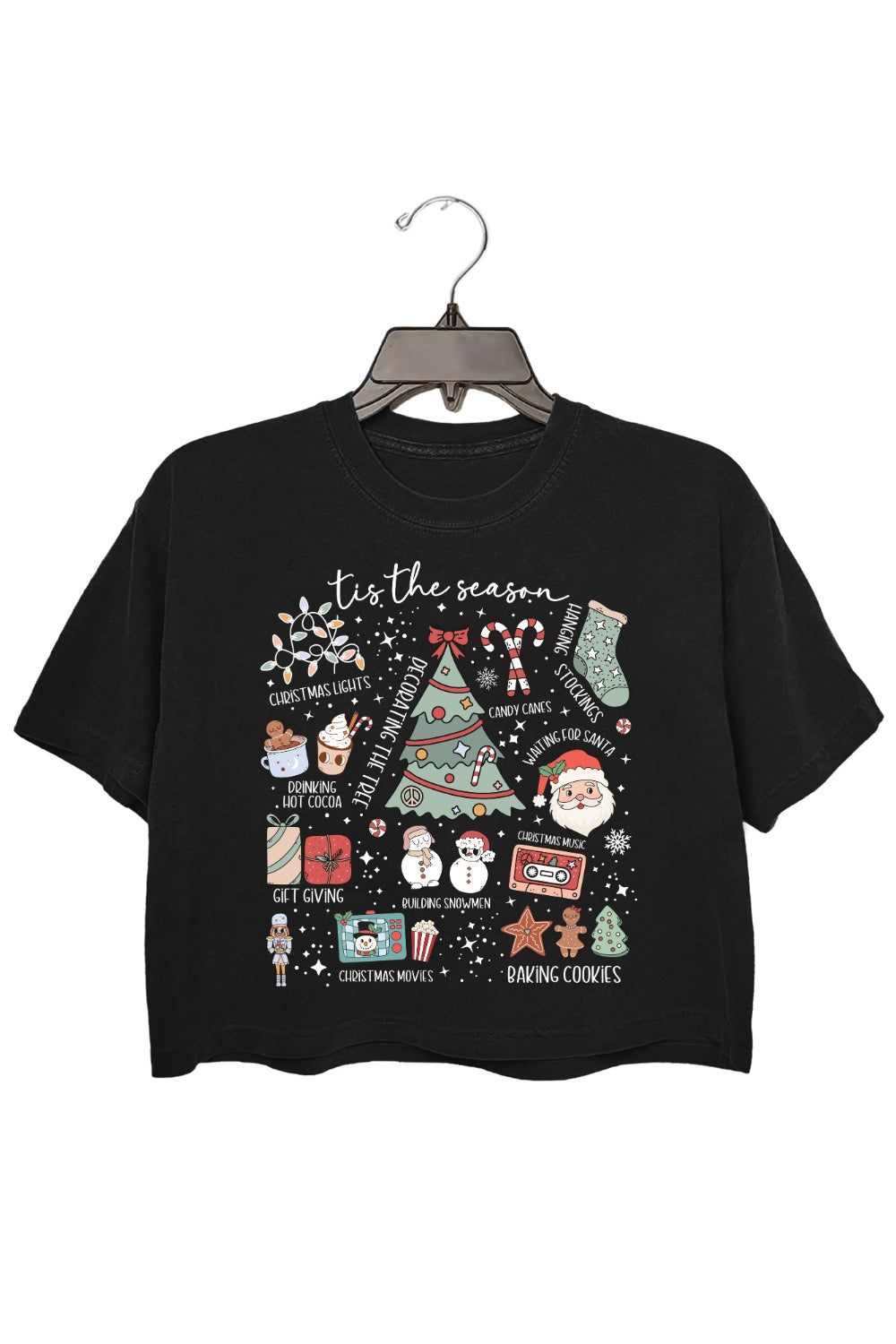 Retro Christmas Tis The Season Festive Crop Top For Women