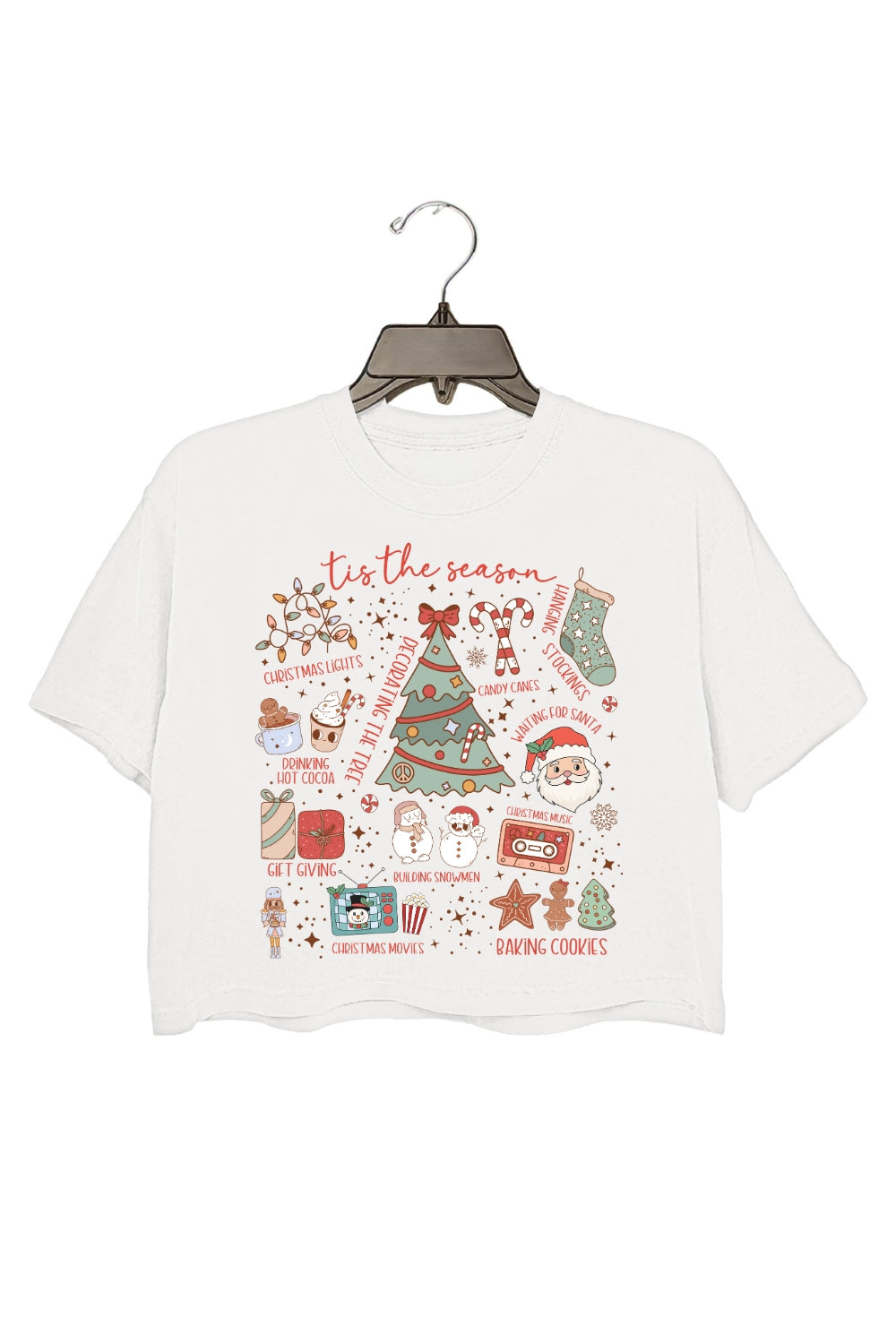Retro Christmas Tis The Season Festive Crop Top For Women