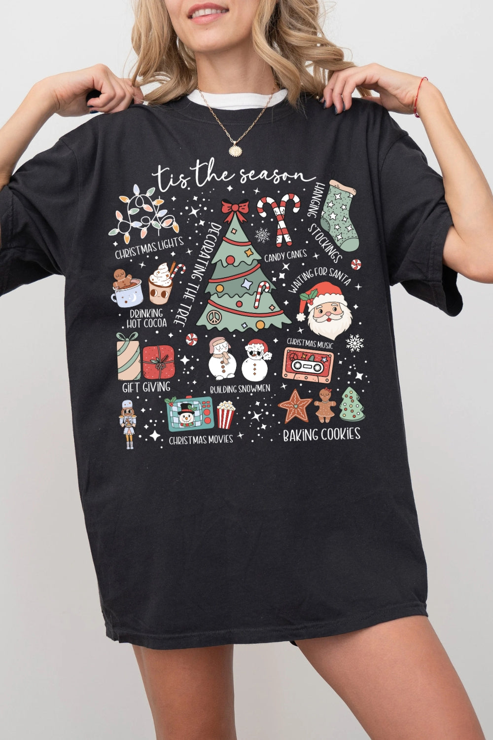 Retro Christmas Tis The Season Festive Tee For Women