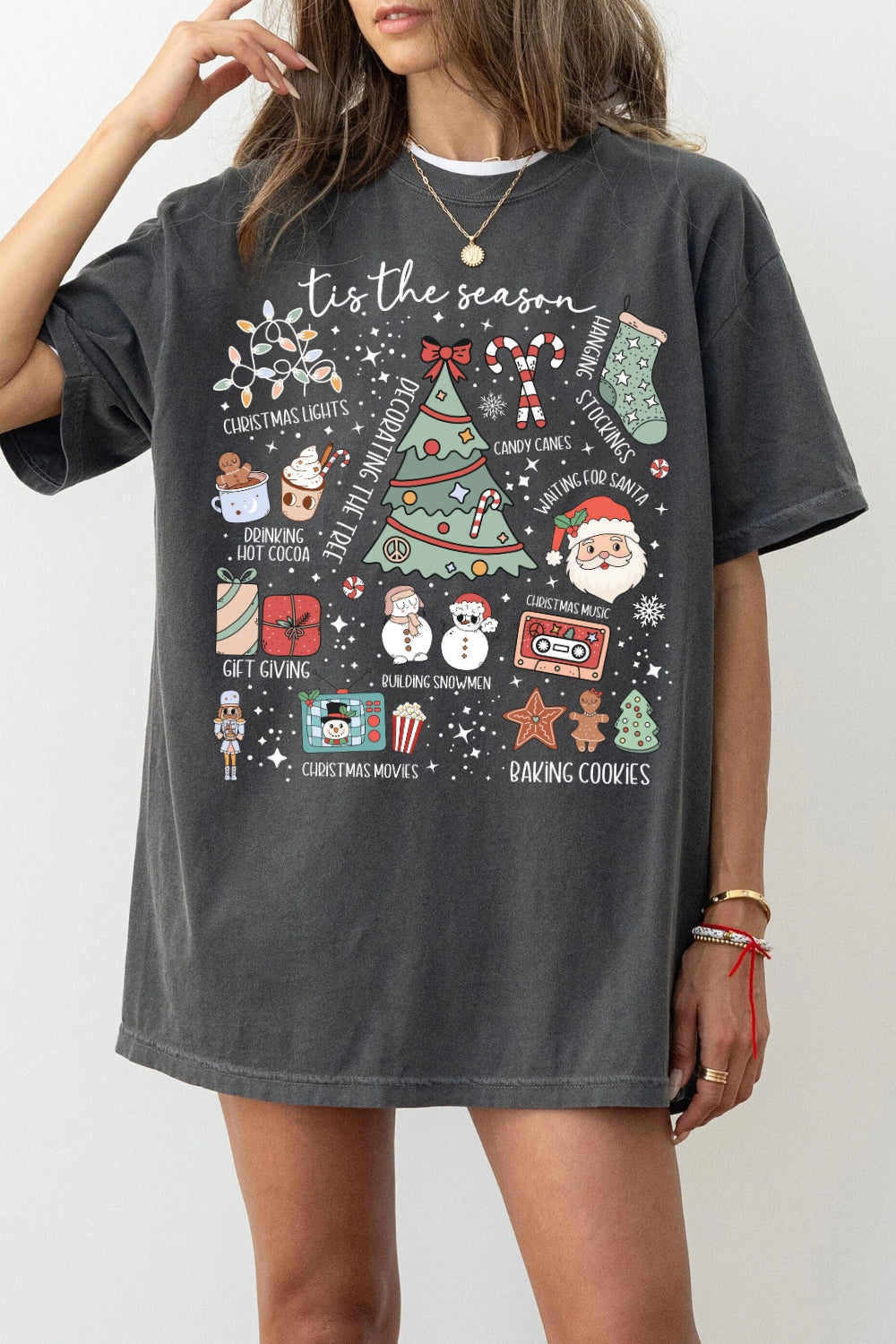 Retro Christmas Tis The Season Festive Tee For Women