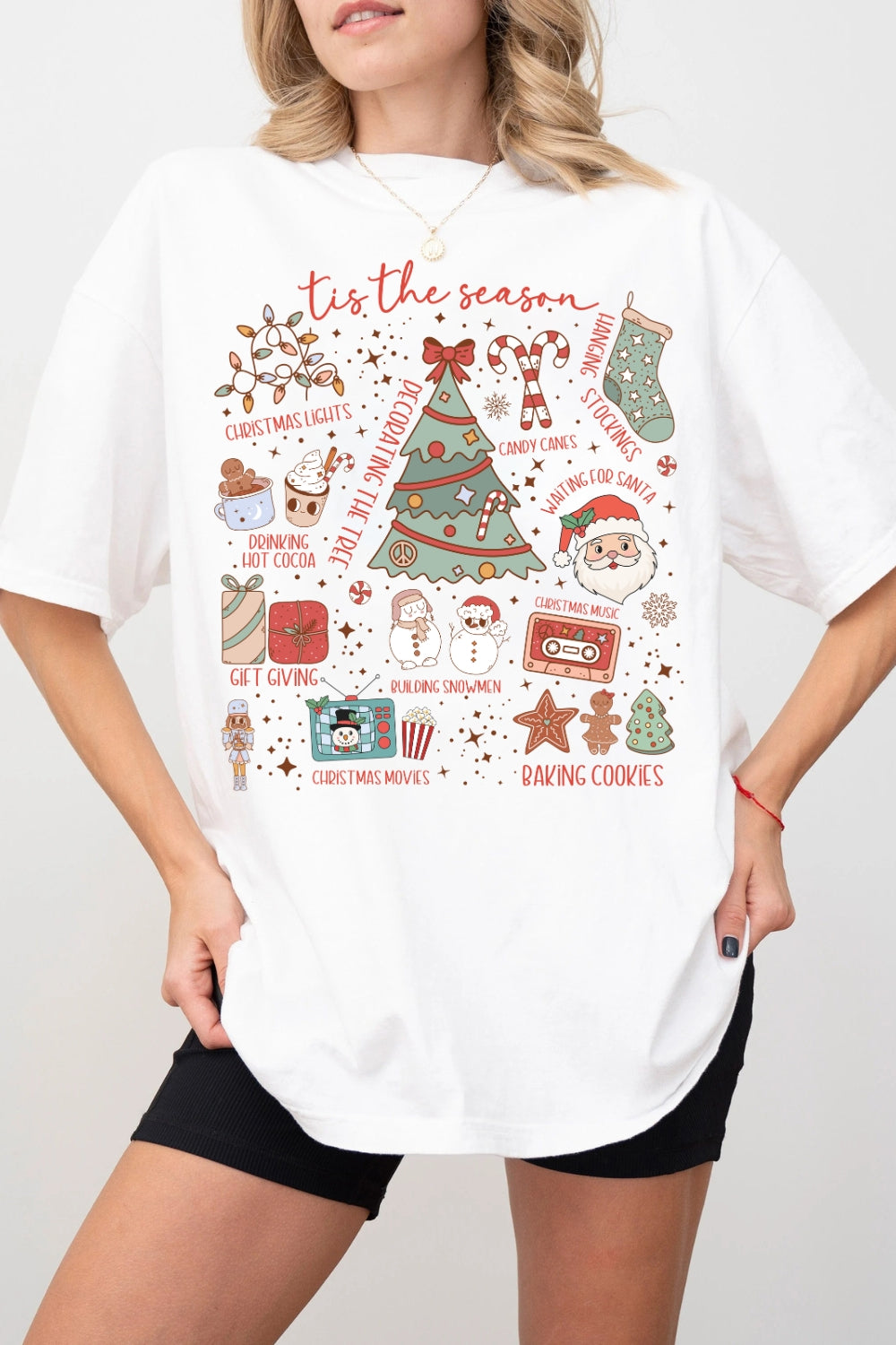 Retro Christmas Tis The Season Festive Tee For Women