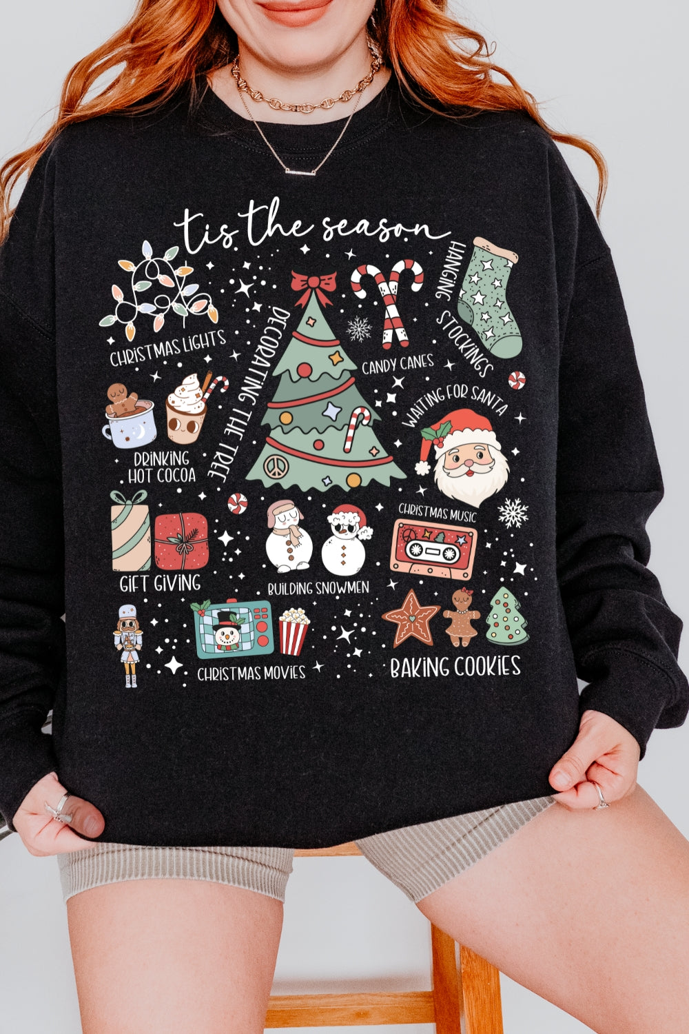 Retro Christmas Tis The Season Festive Sweatshirt For Women