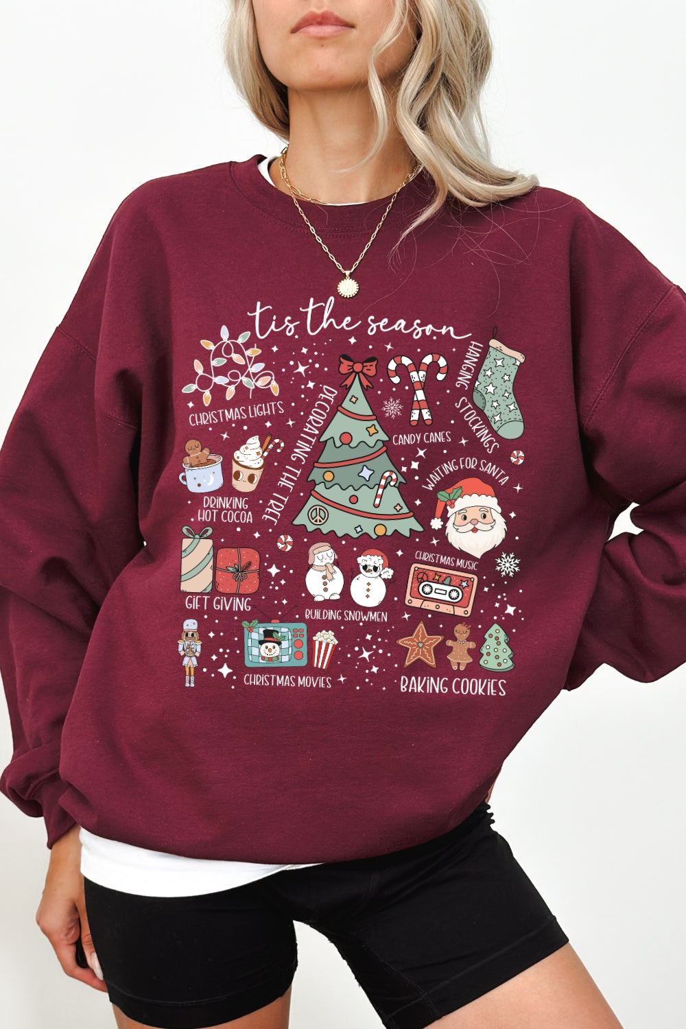Retro Christmas Tis The Season Festive Sweatshirt For Women