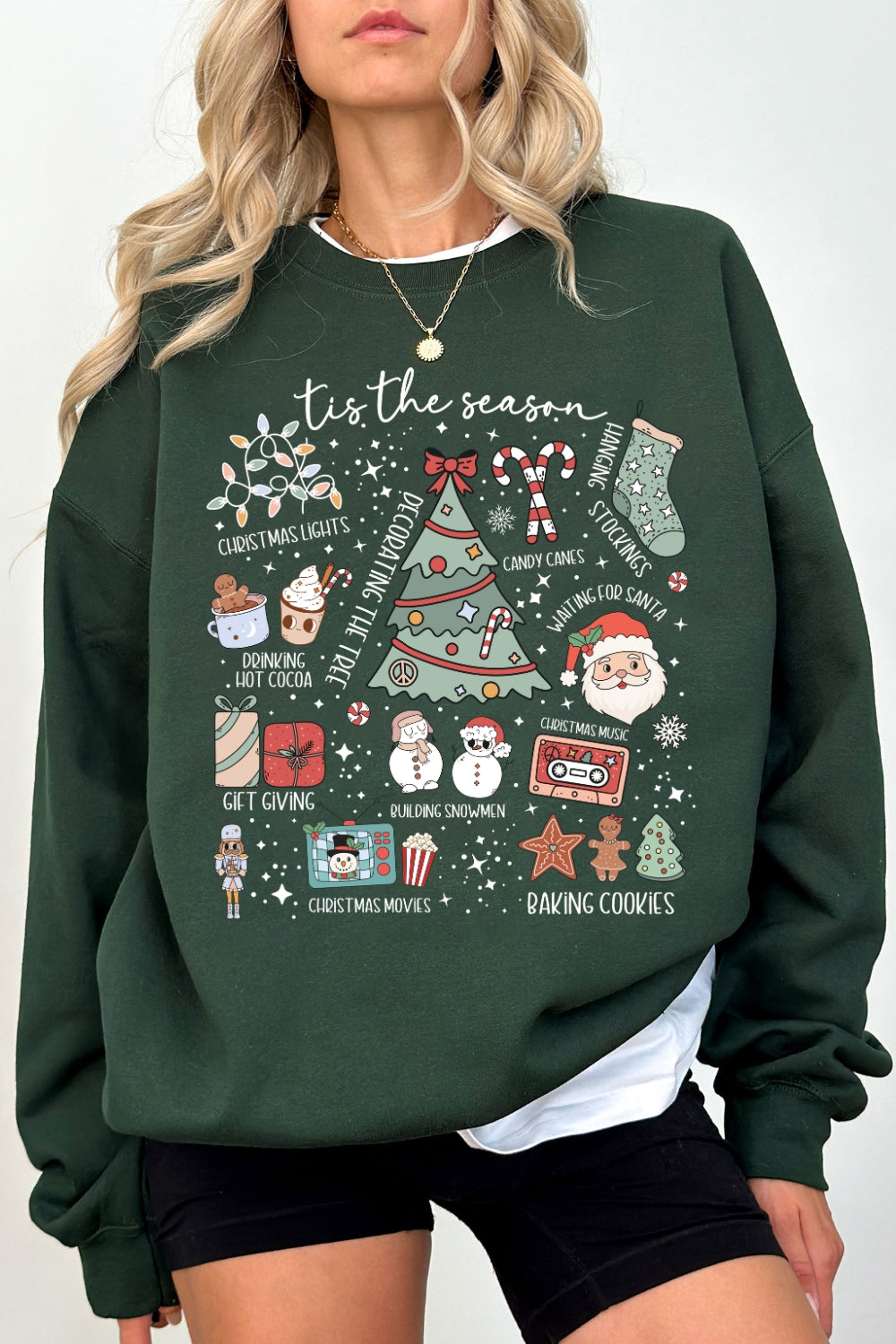 Retro Christmas Tis The Season Festive Sweatshirt For Women