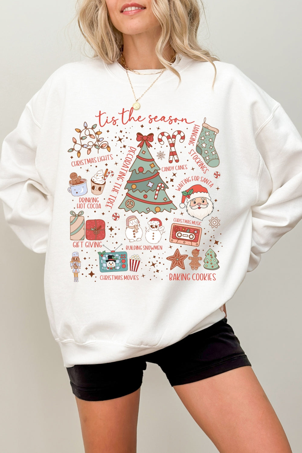 Retro Christmas Tis The Season Festive Sweatshirt For Women