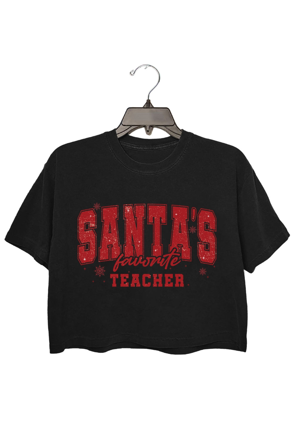 Santa's Favorite Teacher Christmas Crop Top For Women