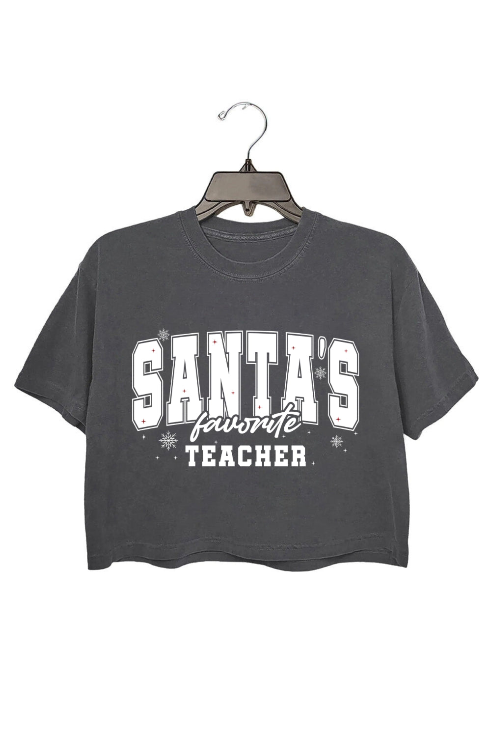 Santa's Favorite Teacher Christmas Crop Top For Women