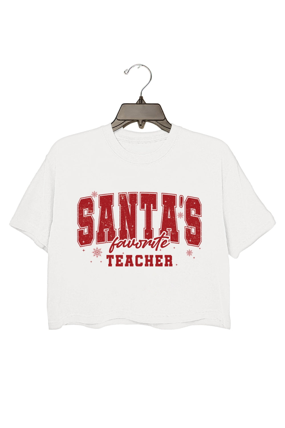 Santa's Favorite Teacher Christmas Crop Top For Women